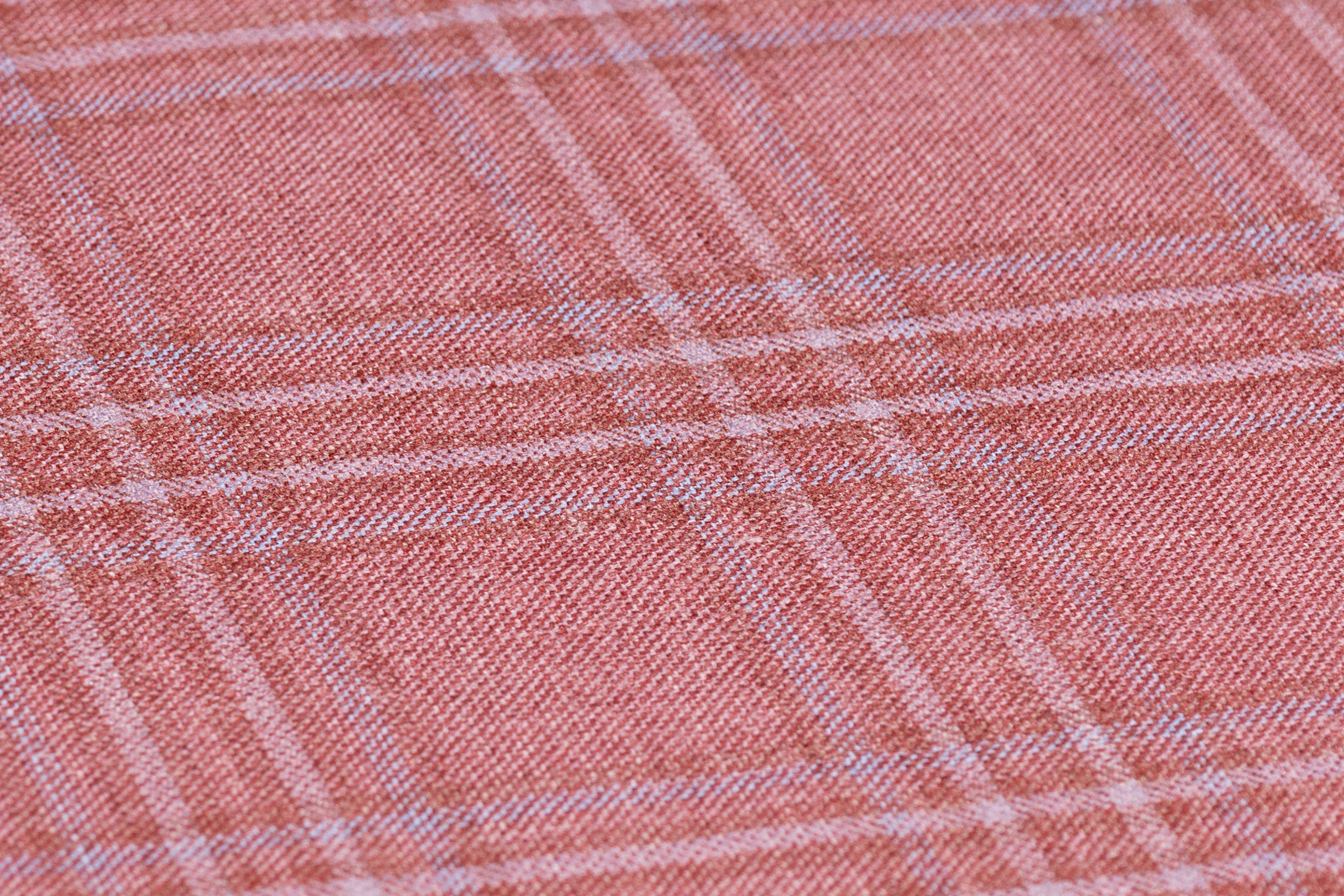Plaid Italian Wool Suiting - Brick Red / Blue