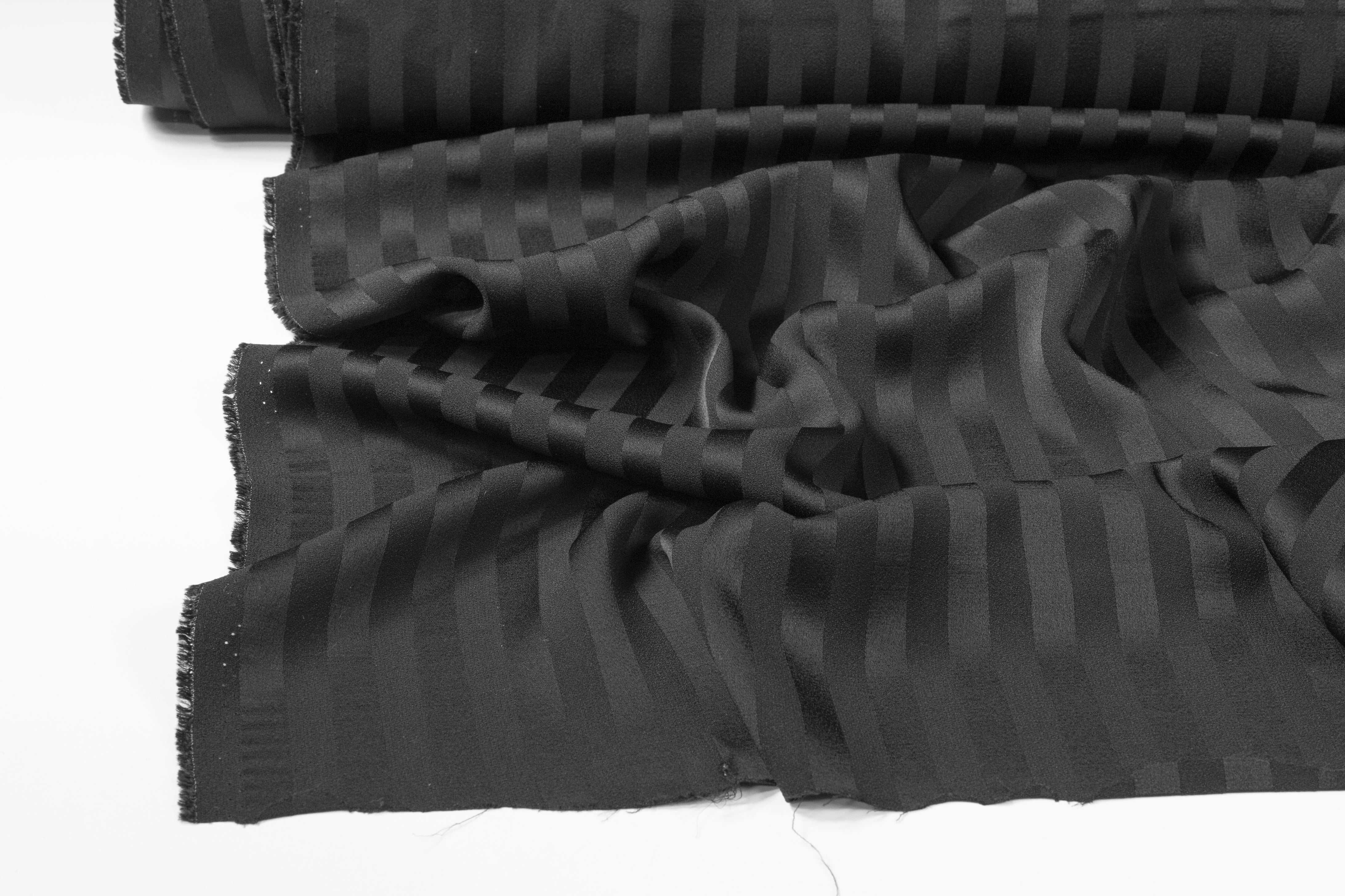 Striped Viscose Acetate Italian Jacquard - Black / Dark Navy