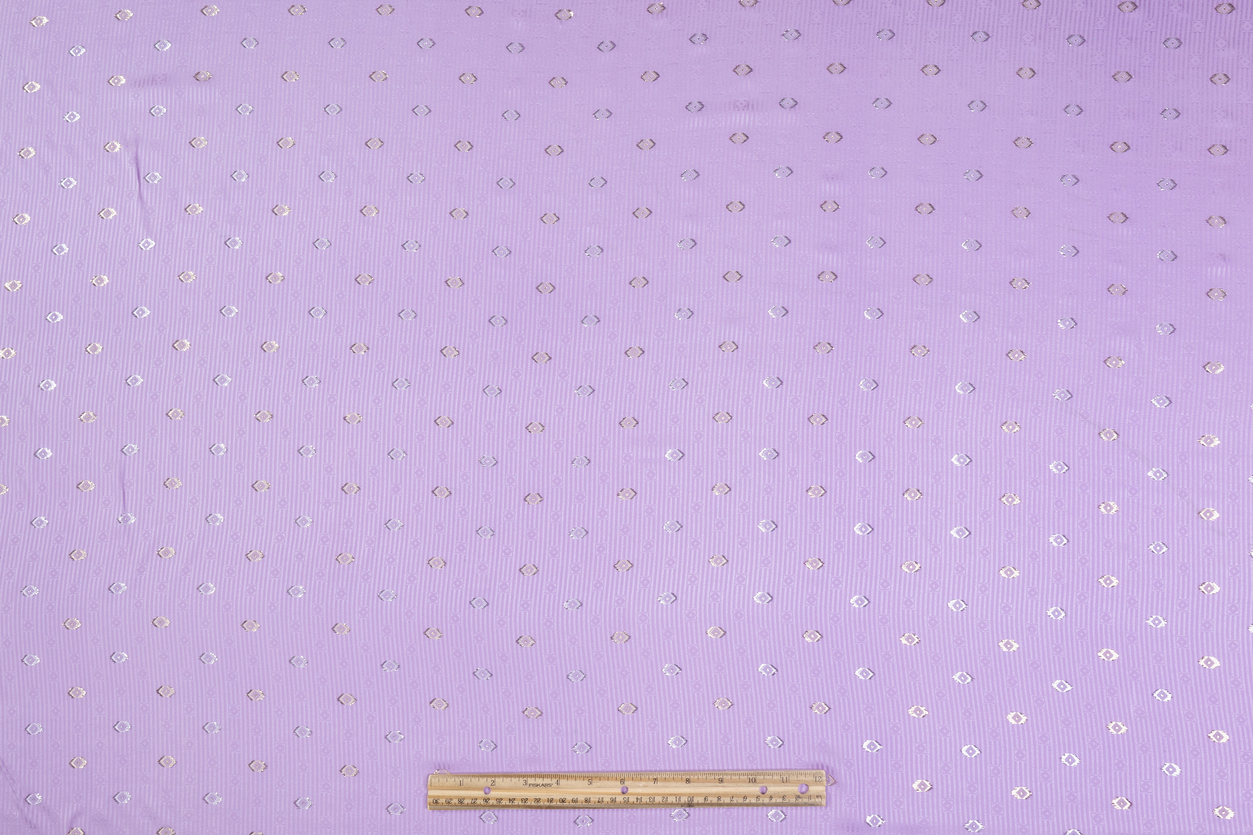 Diamond Metallic Italian Silk Jacquard - Lilac / Gold / Silver