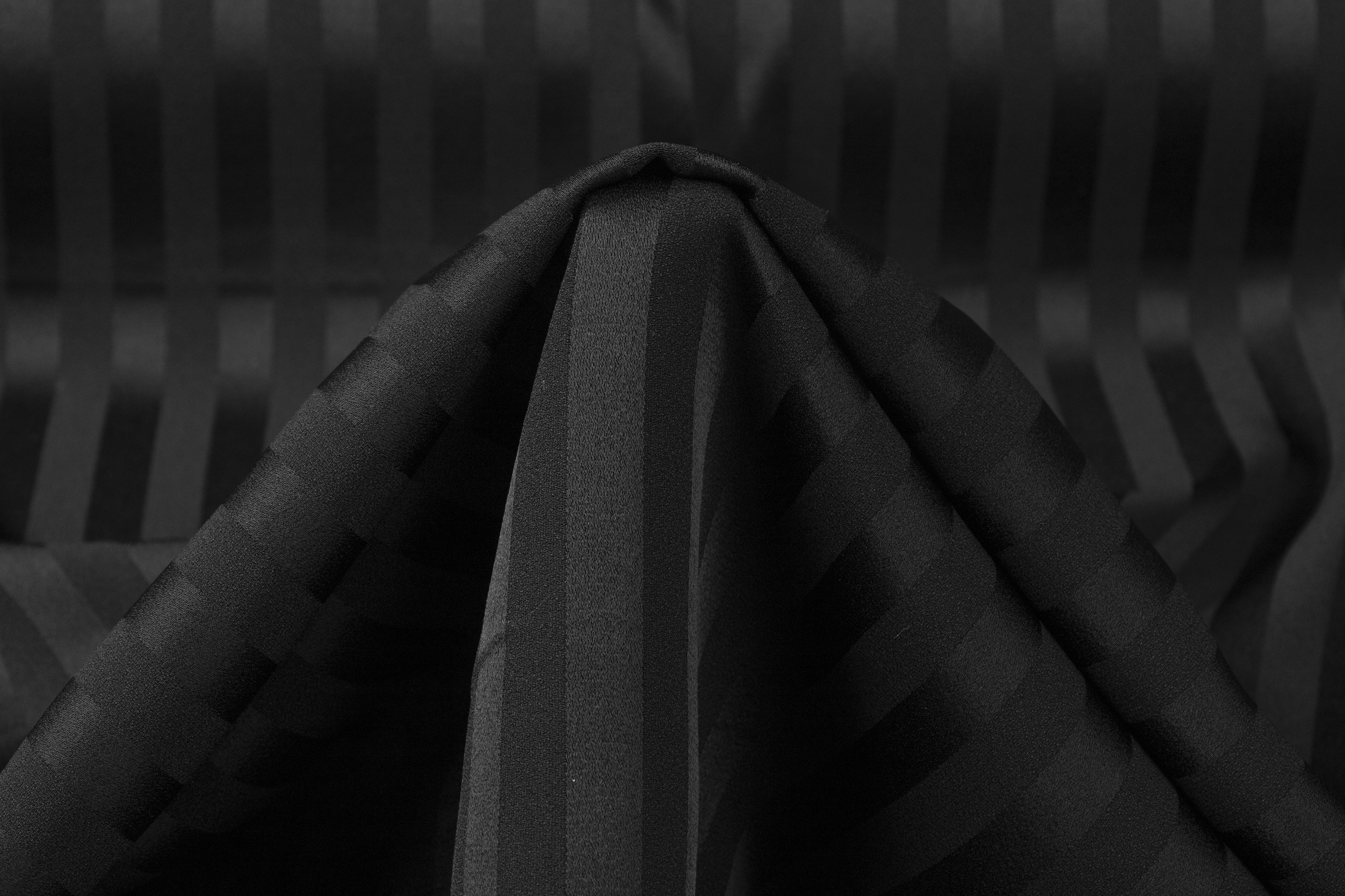 Striped Viscose Acetate Italian Jacquard - Black / Dark Navy