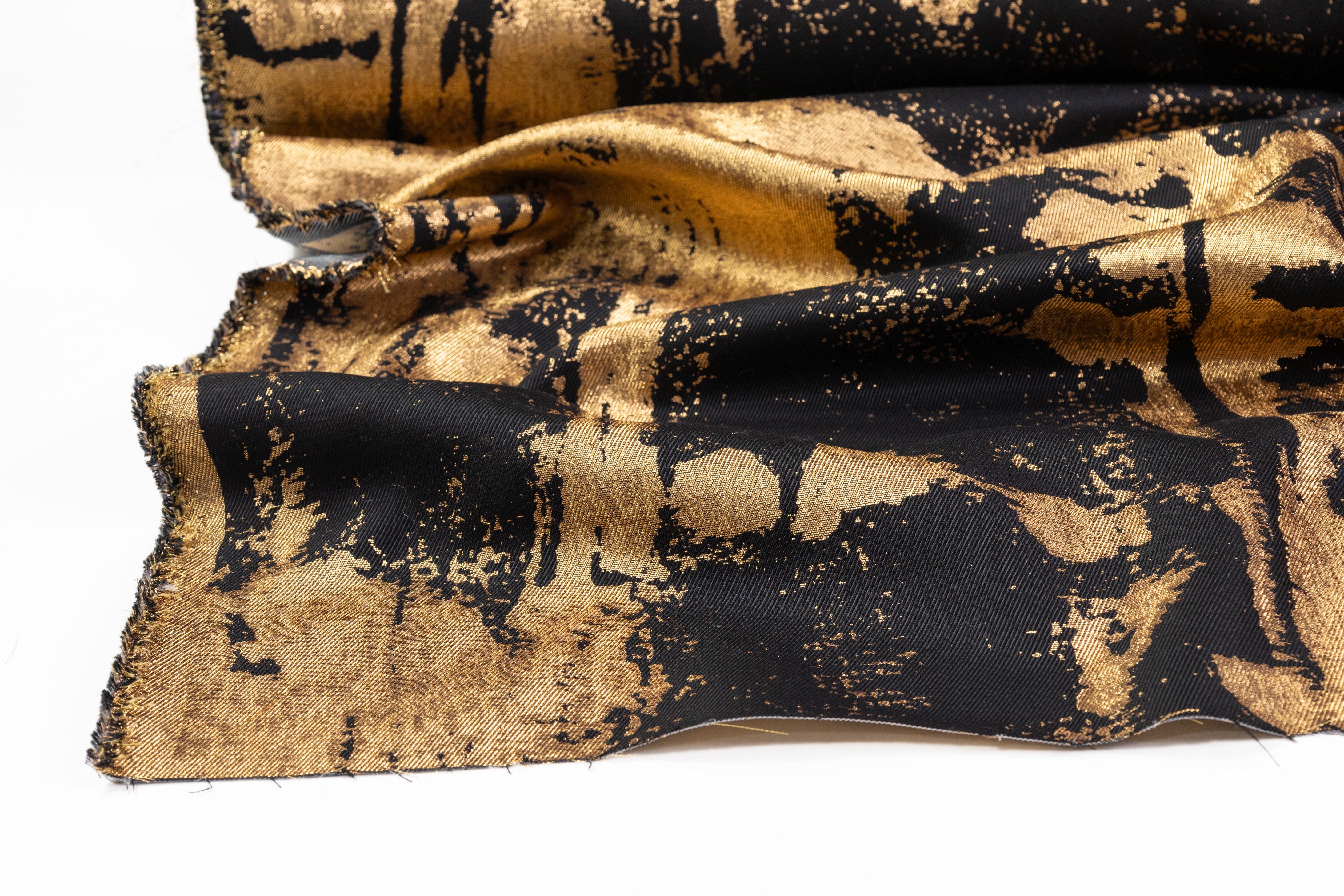 Abstract Metallic Italian Brocade - Black / Gold