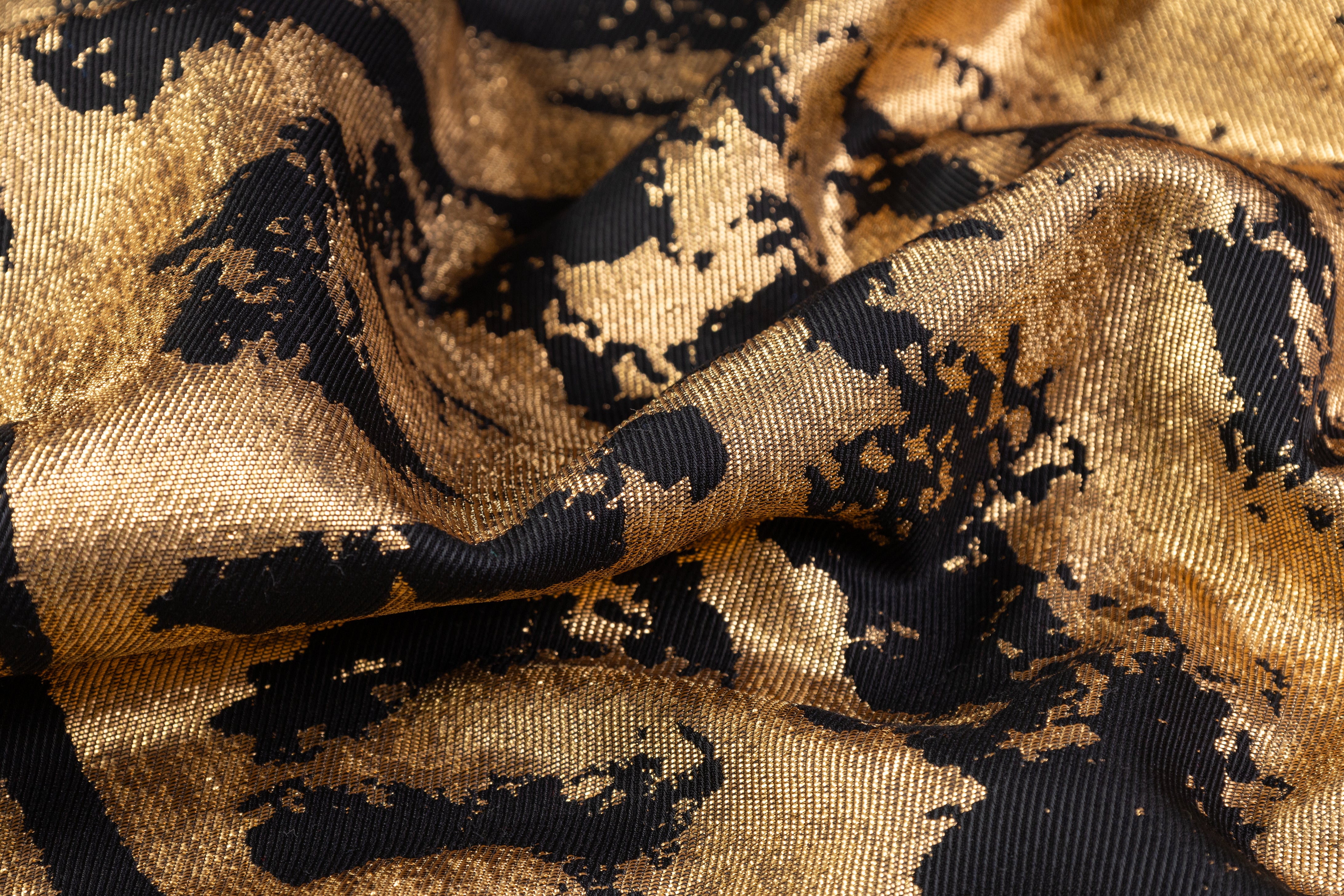 Abstract Metallic Italian Brocade - Black / Gold