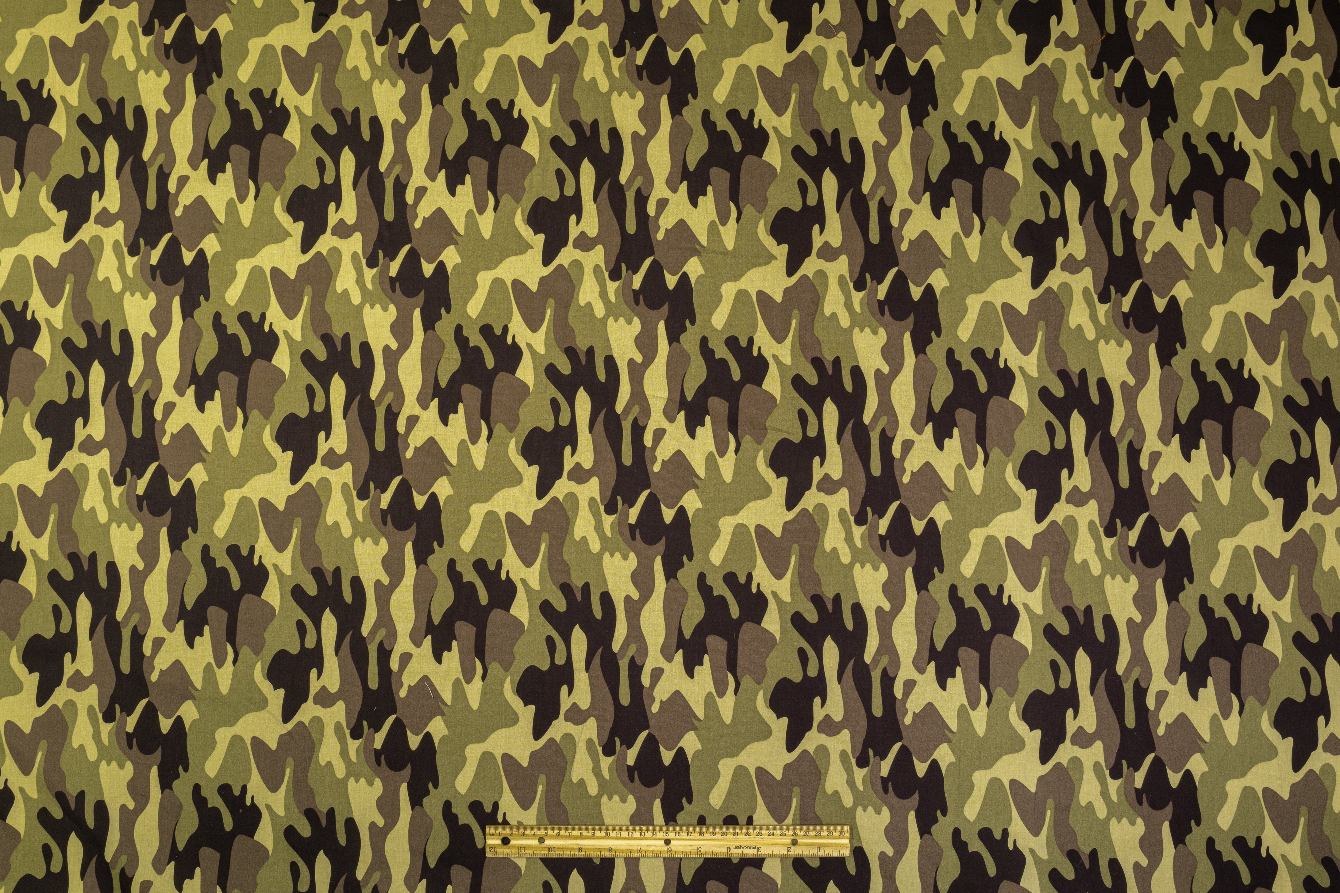 Camo Print Cotton - Khaki, Black