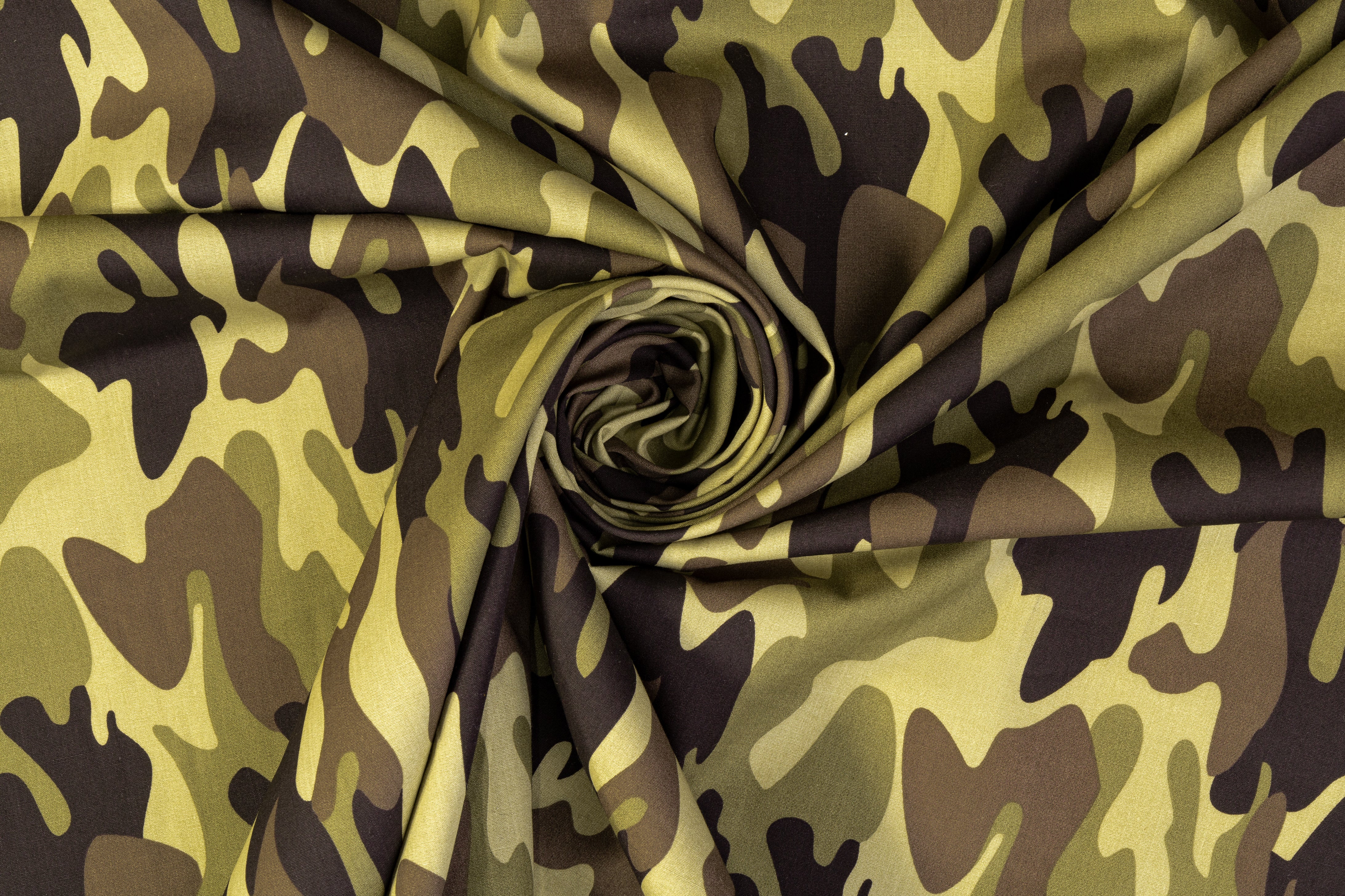 Camo Print Cotton - Khaki, Black