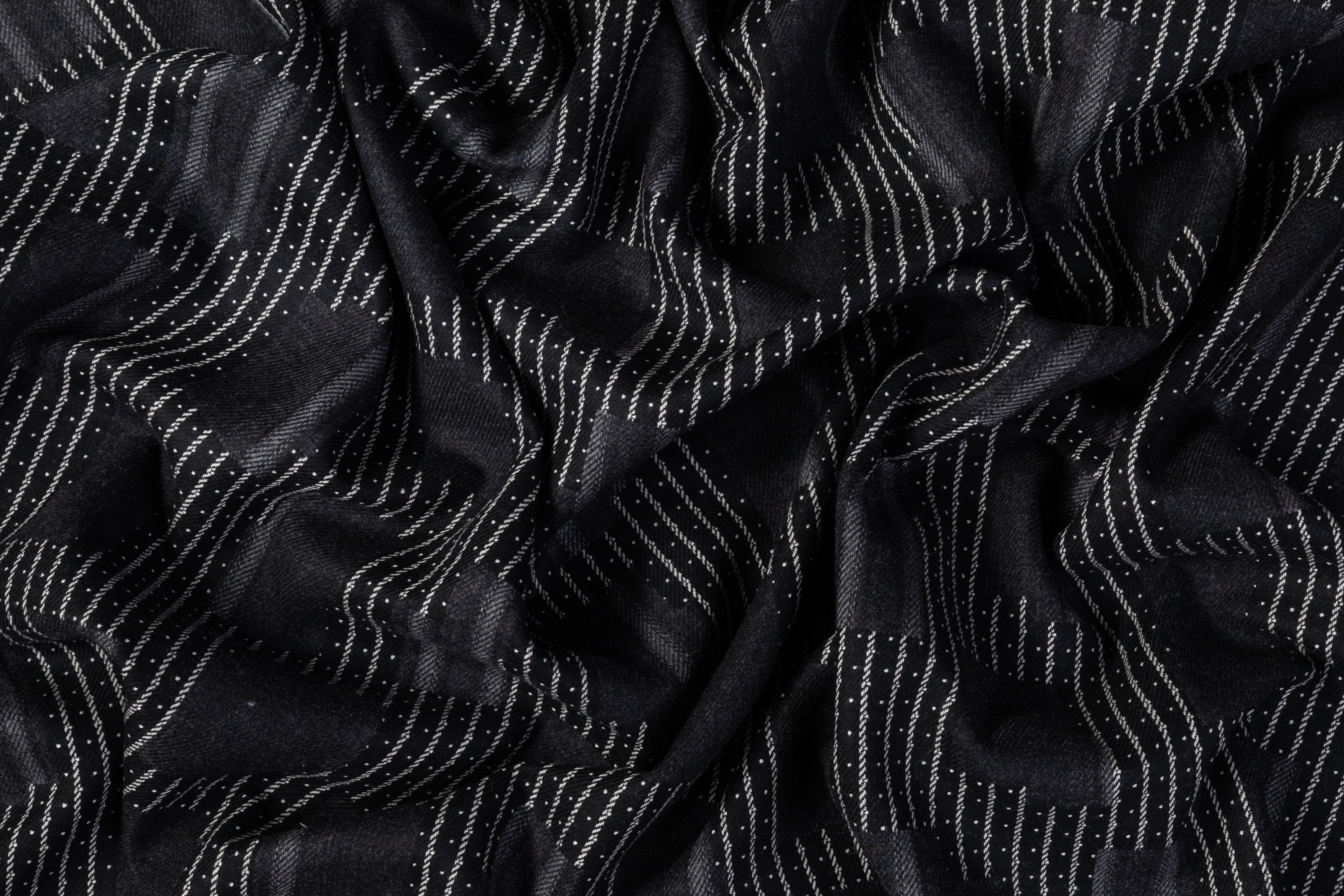 Italian Wool Cashmere Jacquard Coating - Gray / Black