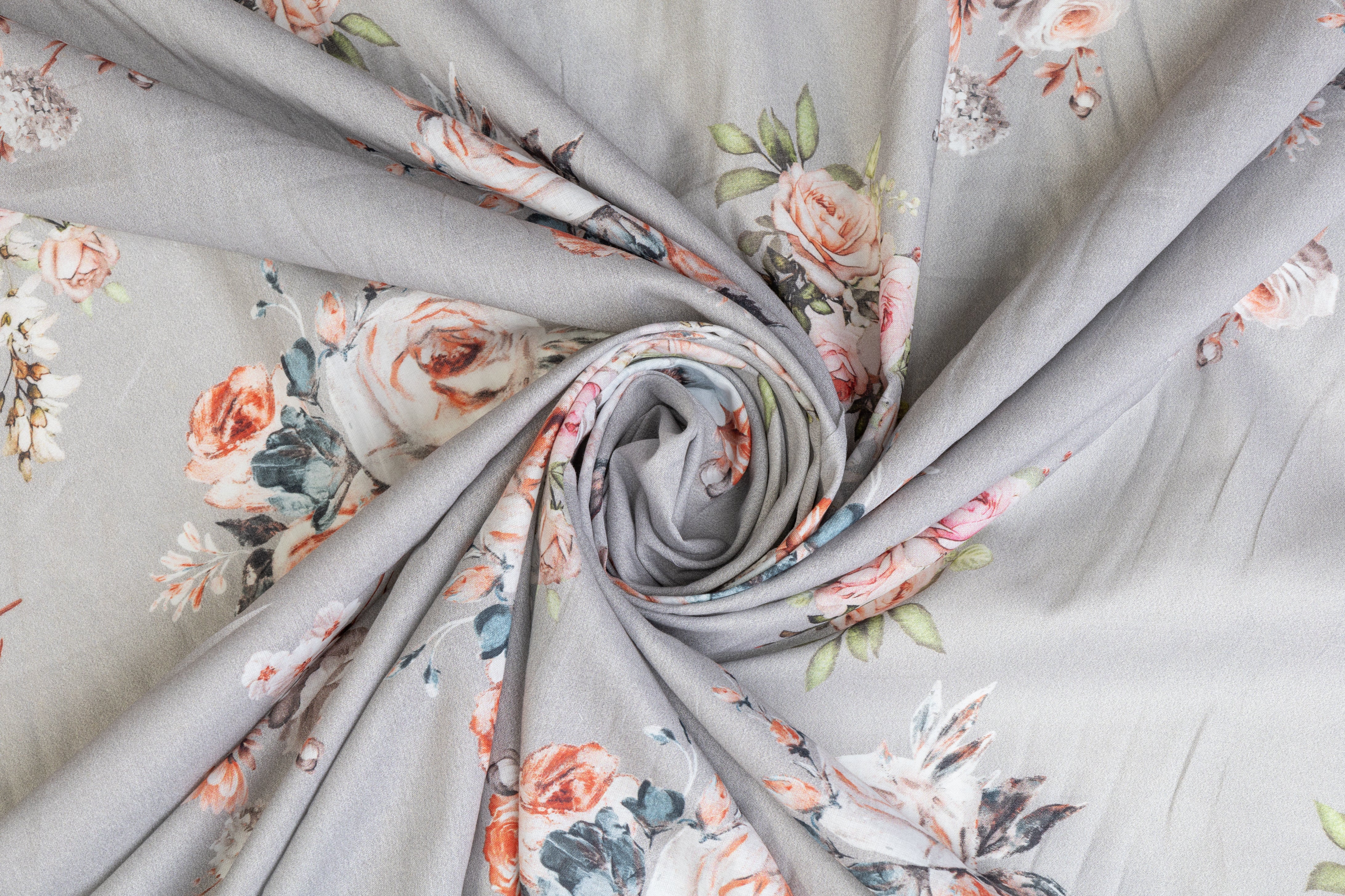 Floral Cotton Voile - Gray