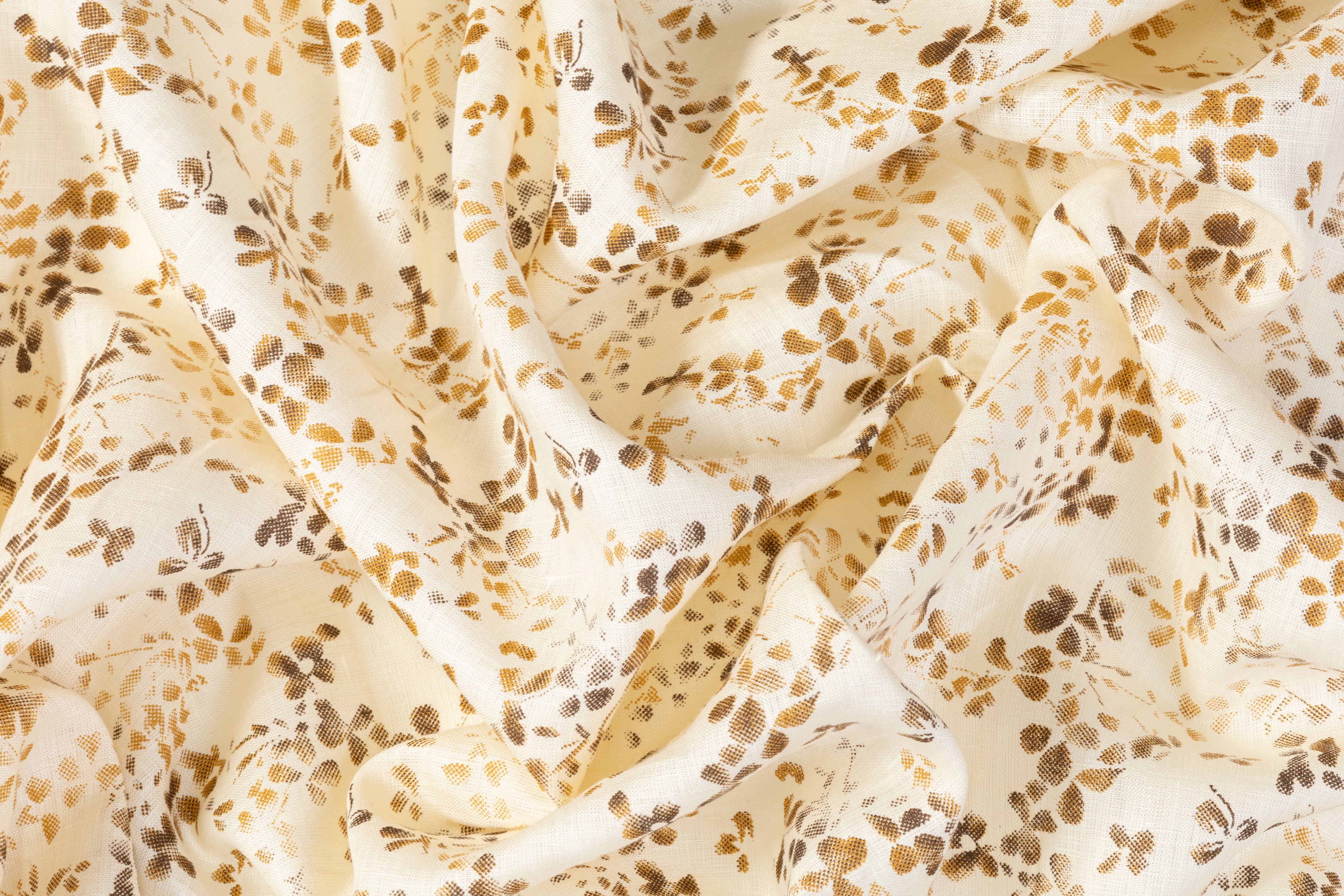 Floral Linen - Beige Khaki