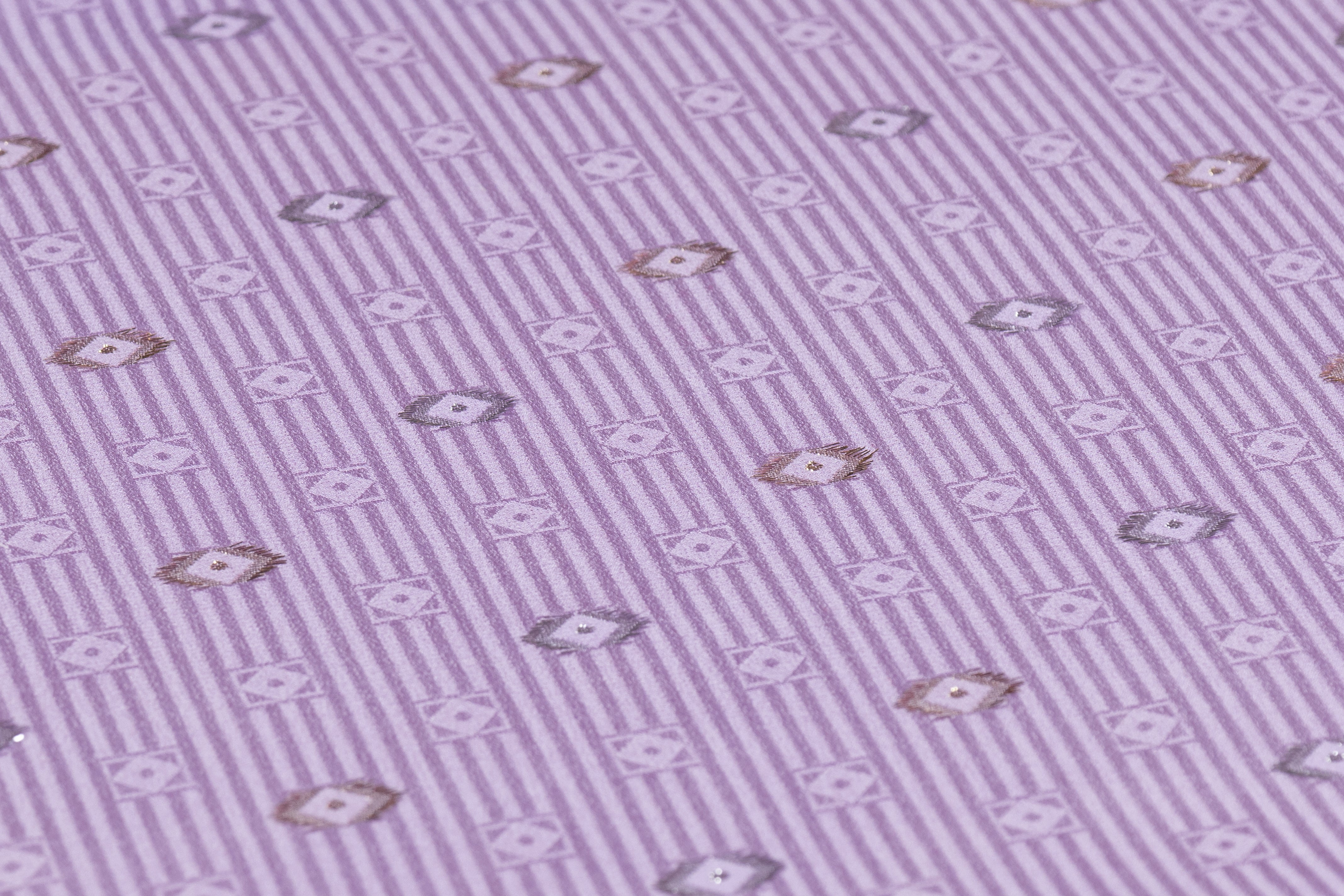 Diamond Metallic Italian Silk Jacquard - Lilac / Gold / Silver