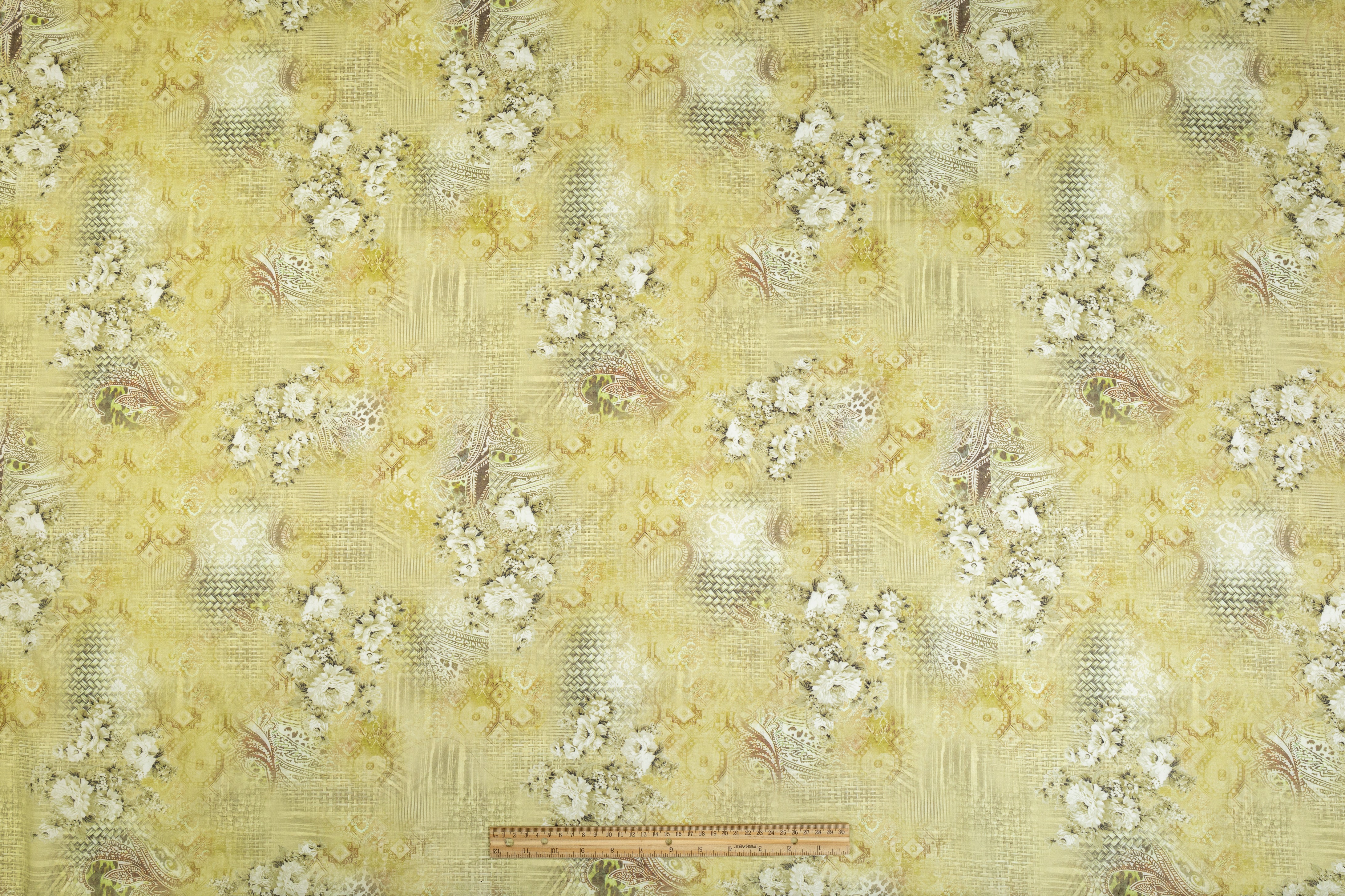 Abstract Floral Cotton Voile - Pear Green