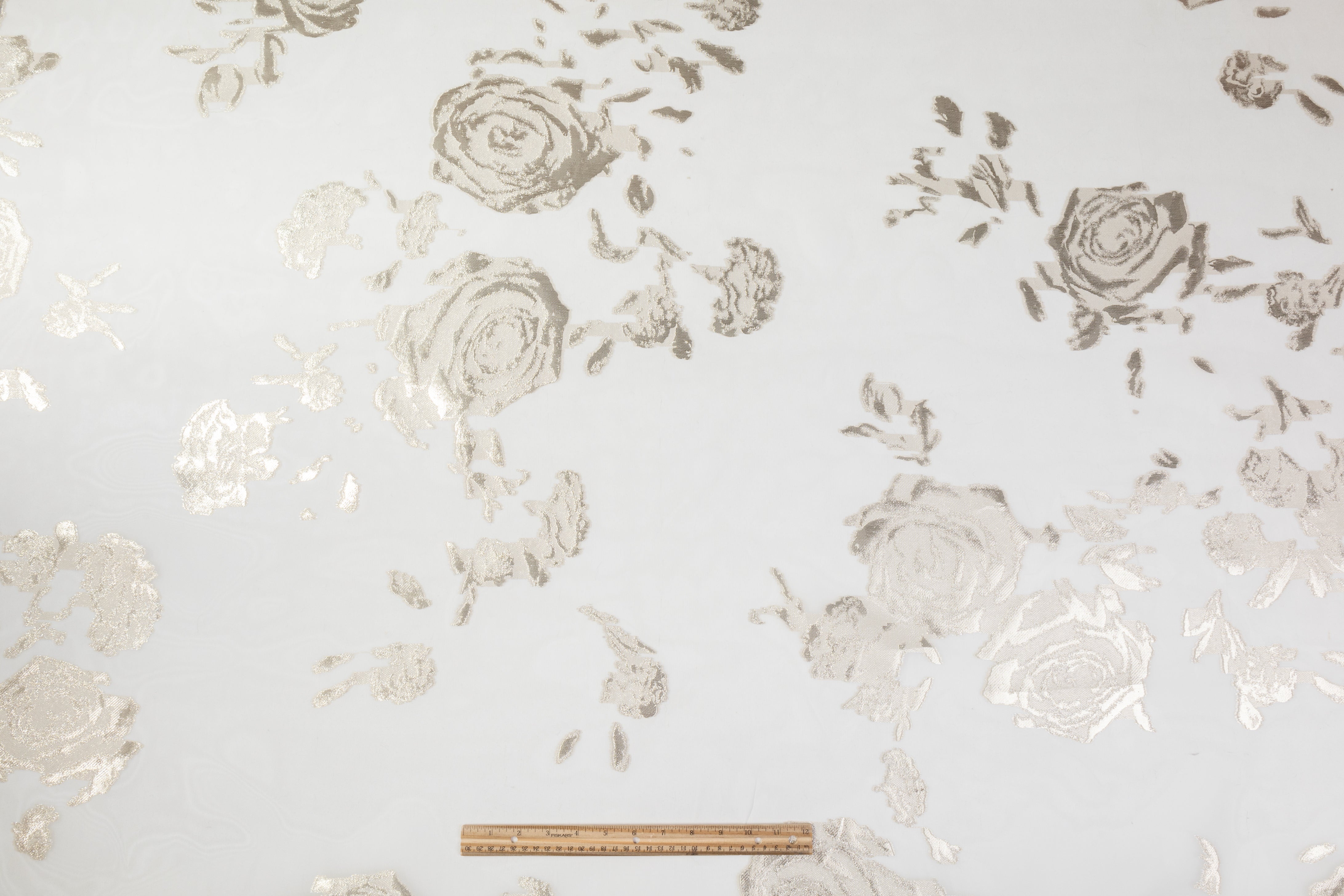 Metallic Italian Silk Organza - Off White / Gold