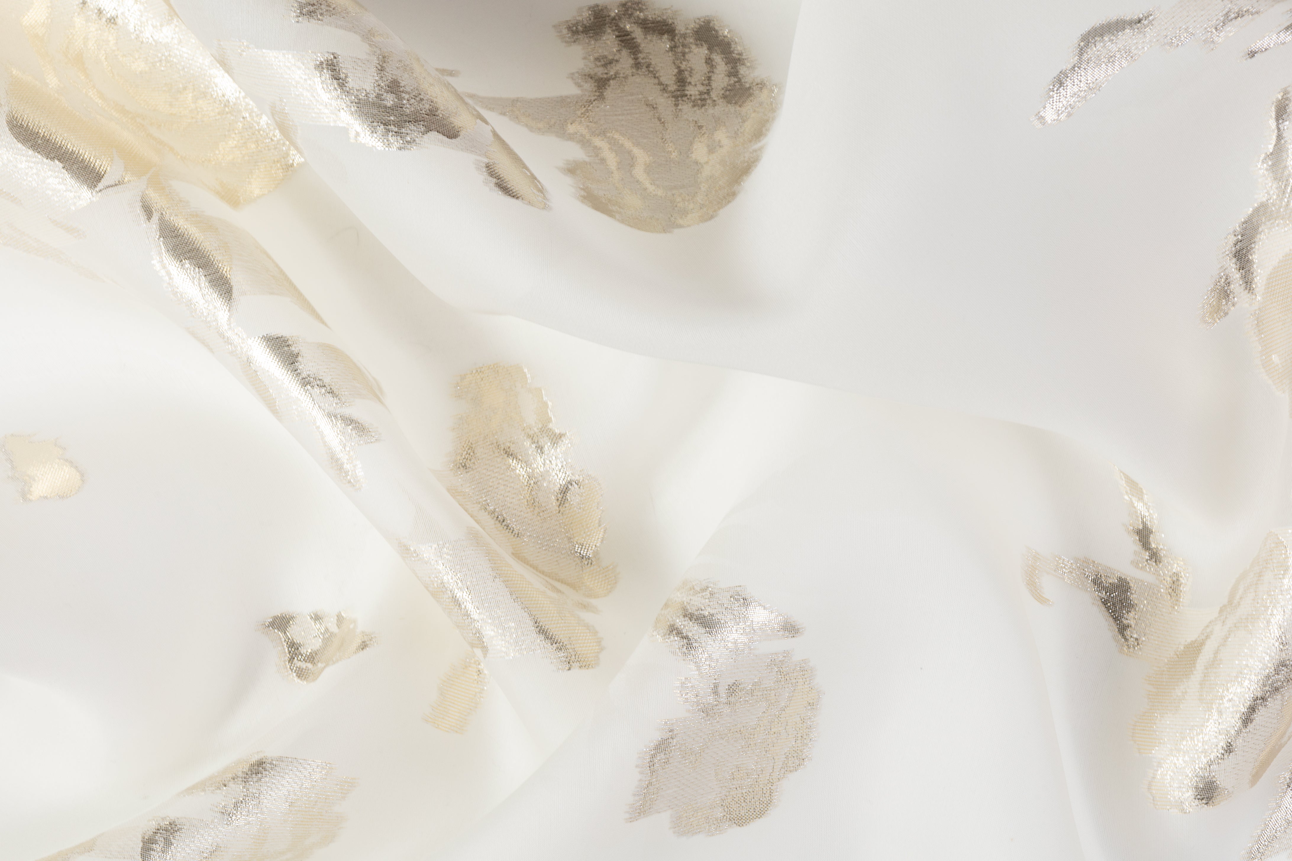 Metallic Italian Silk Organza - Off White / Gold