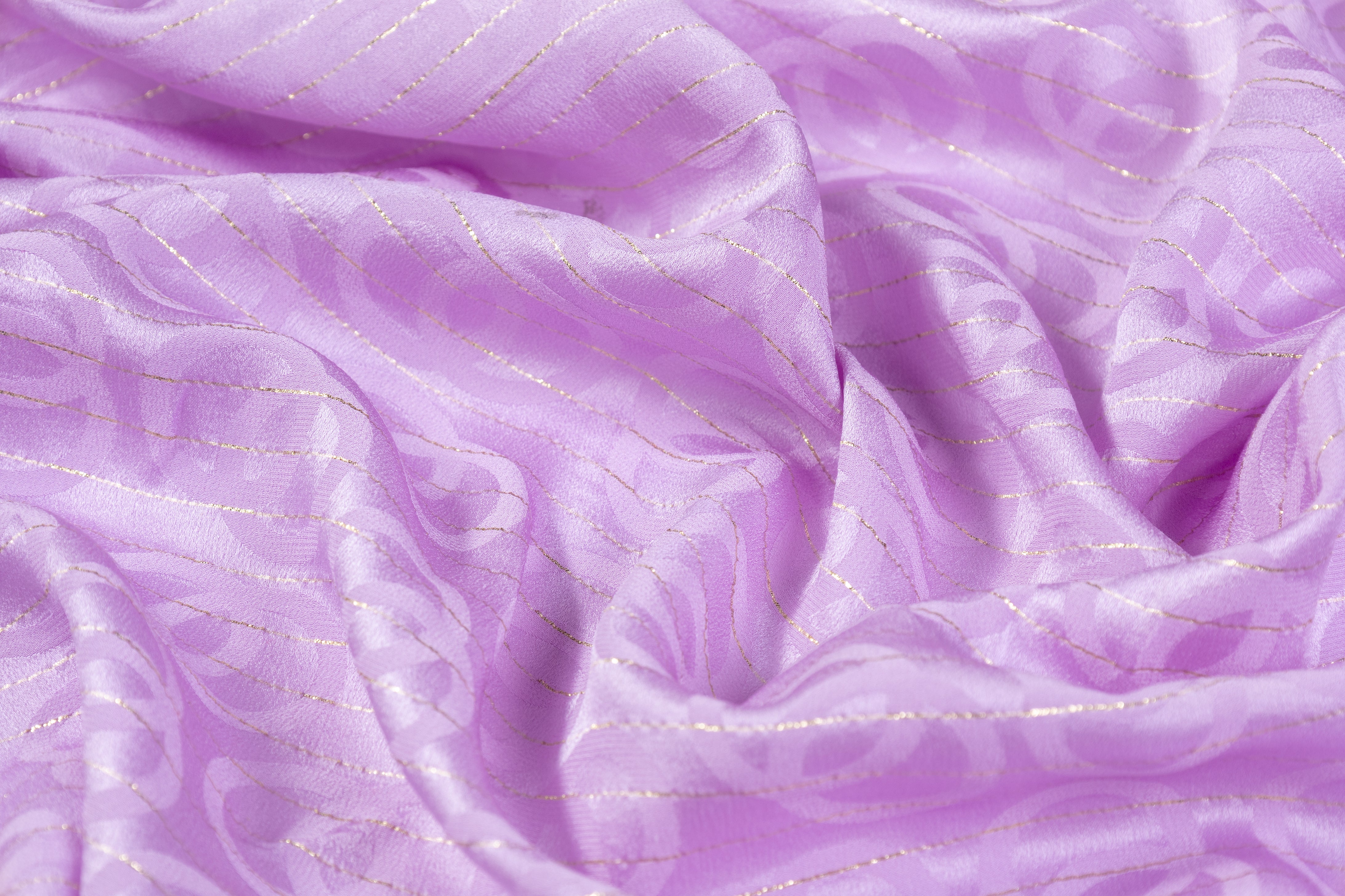 Geometric Italian Metallic Silk Jacquard - Lilac / Gold