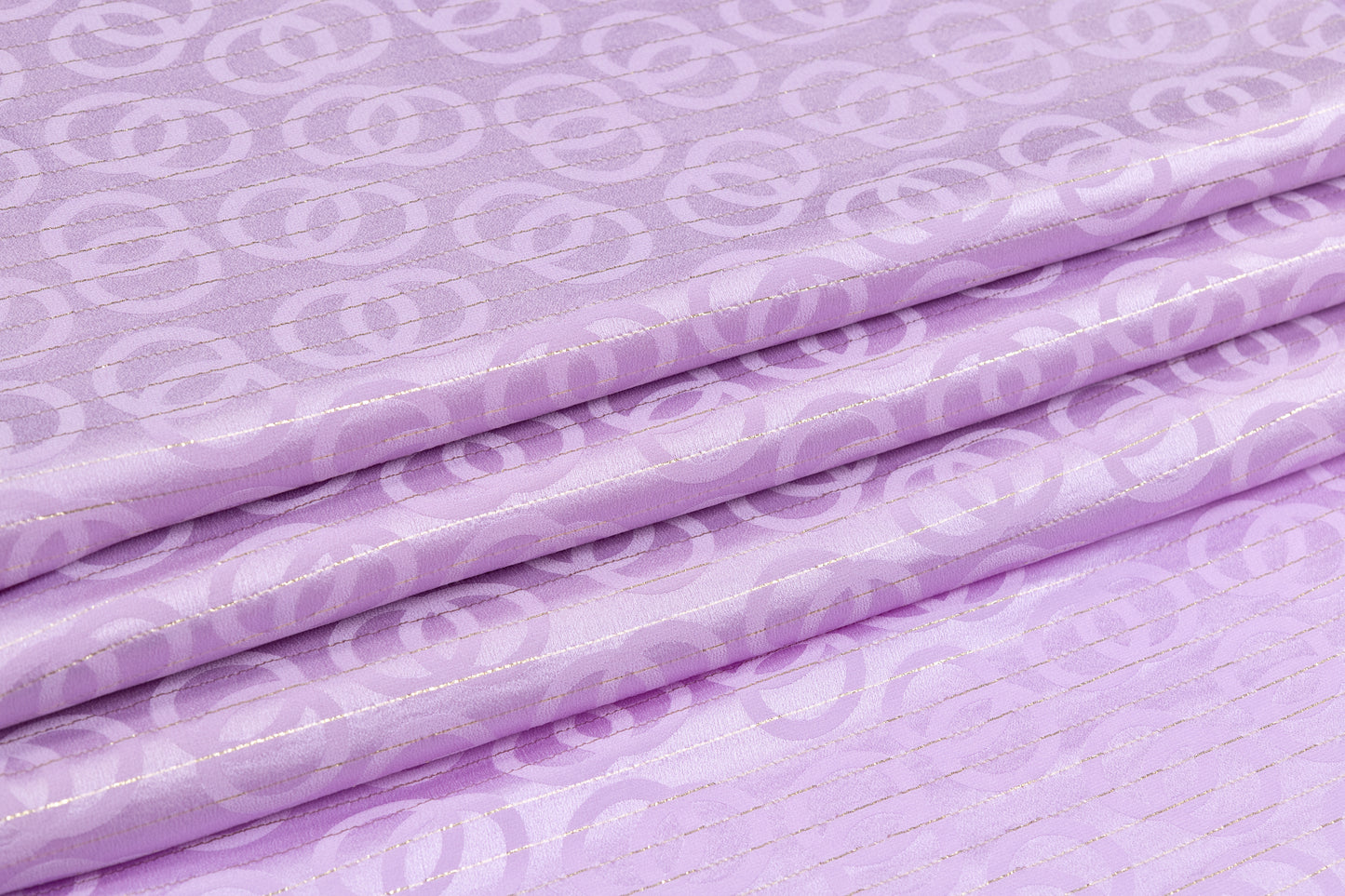 Geometric Italian Metallic Silk Jacquard - Lilac / Gold