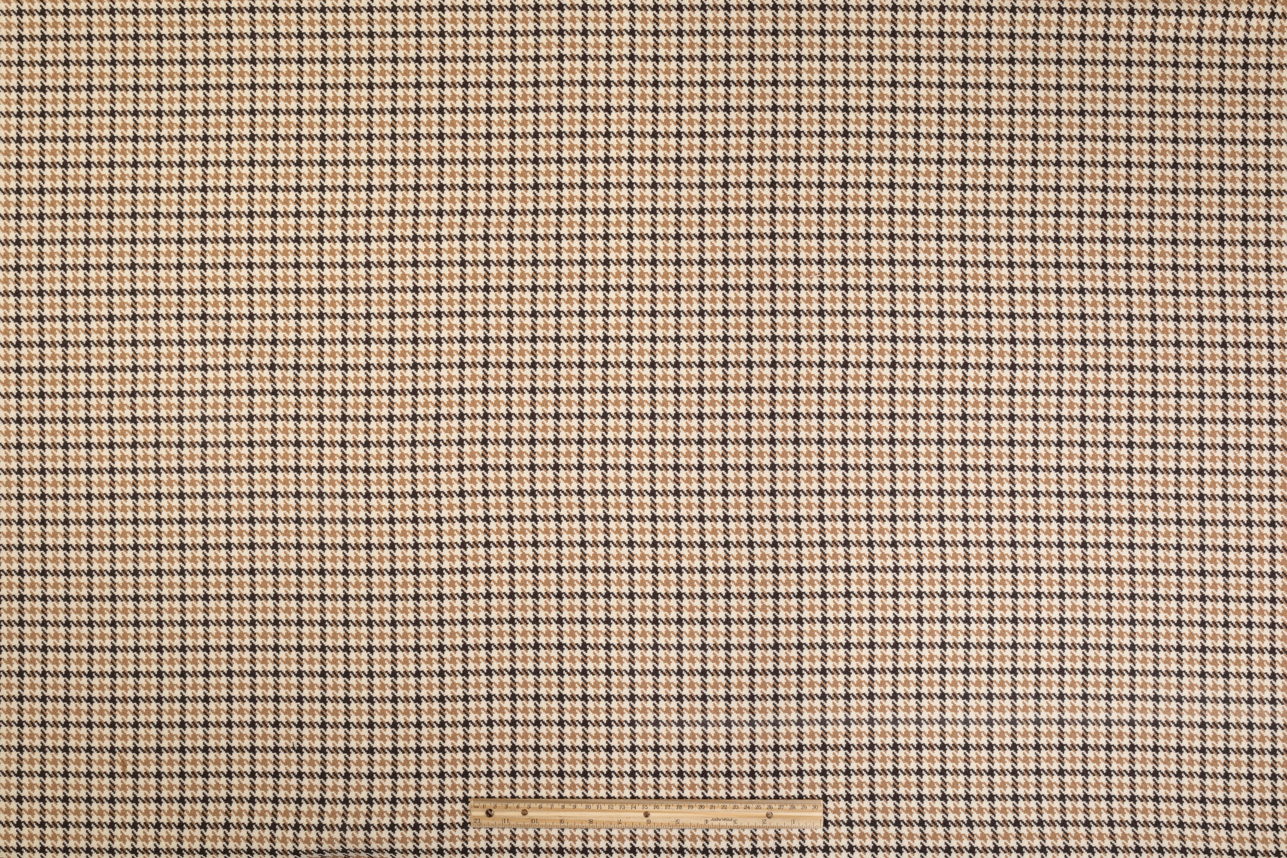 Houndstooth Italian Wool - Black, Brown, Off White