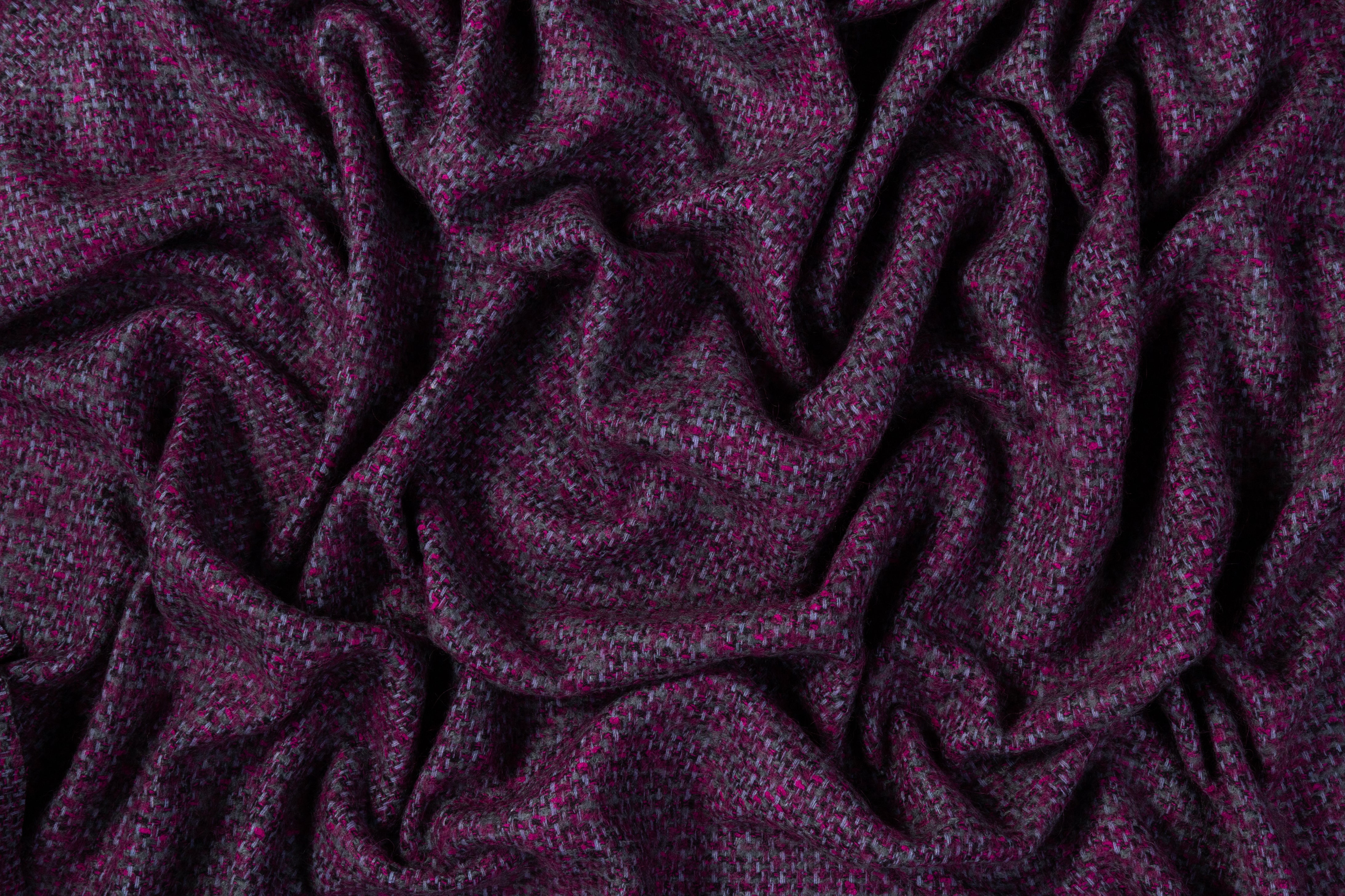 Italian Wool Tweed - Purple / Gray