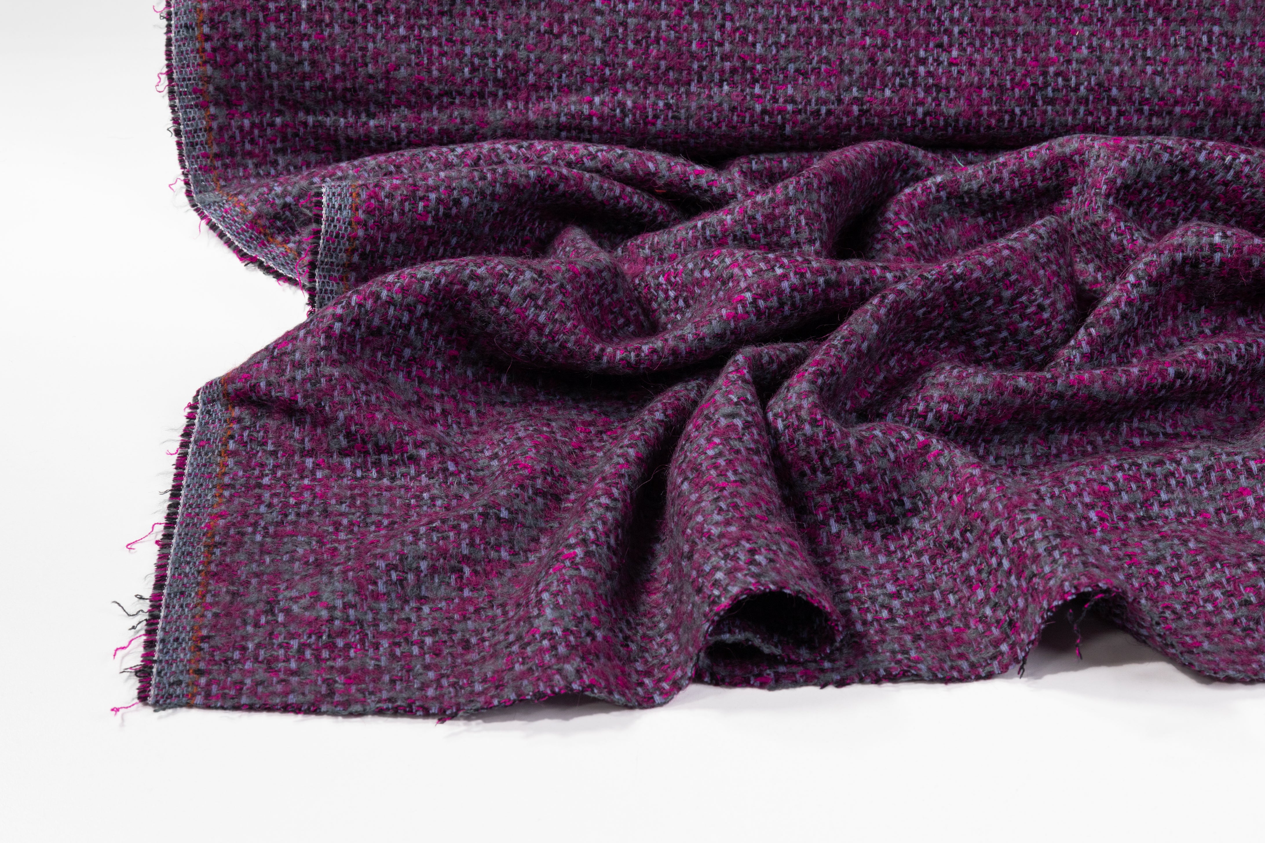 Italian Wool Tweed - Purple / Gray
