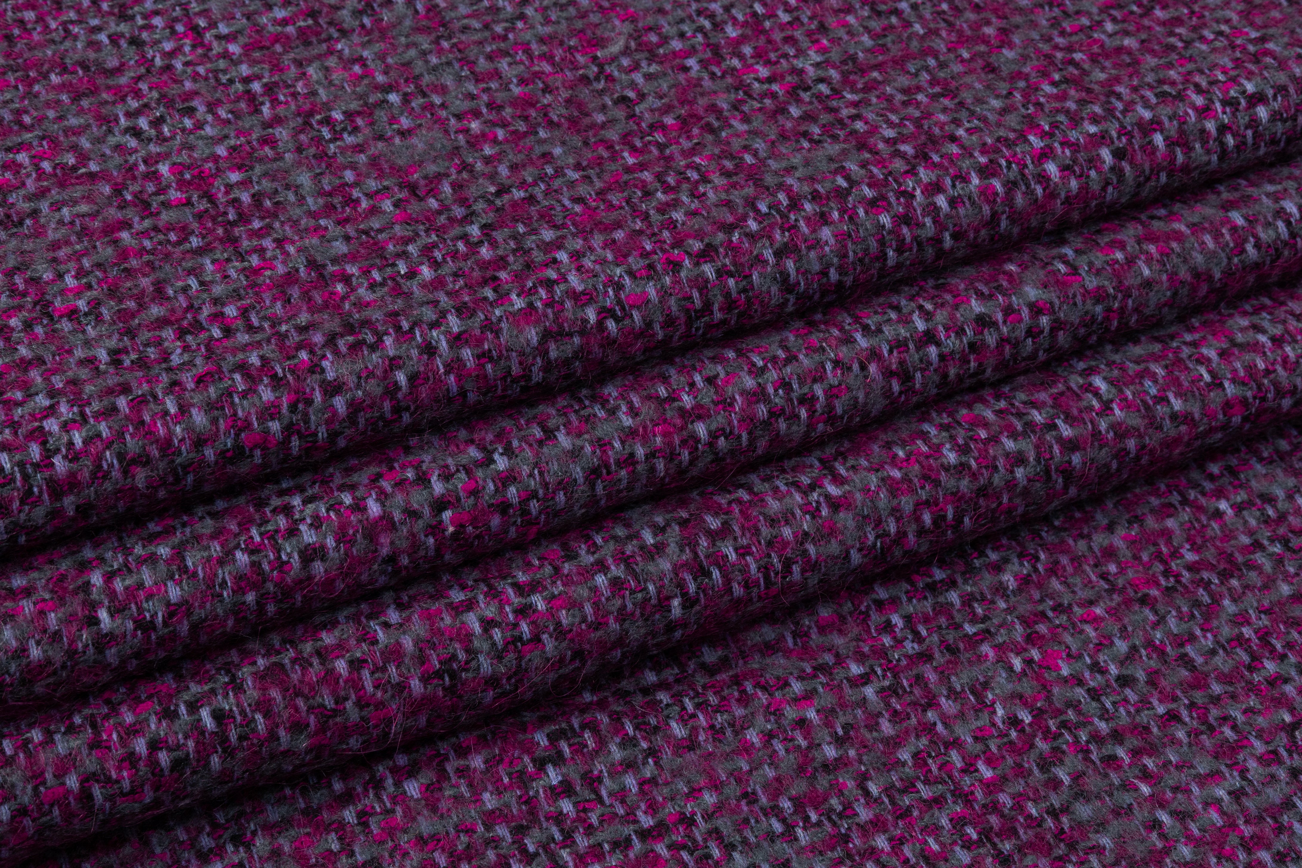 Italian Wool Tweed - Purple / Gray