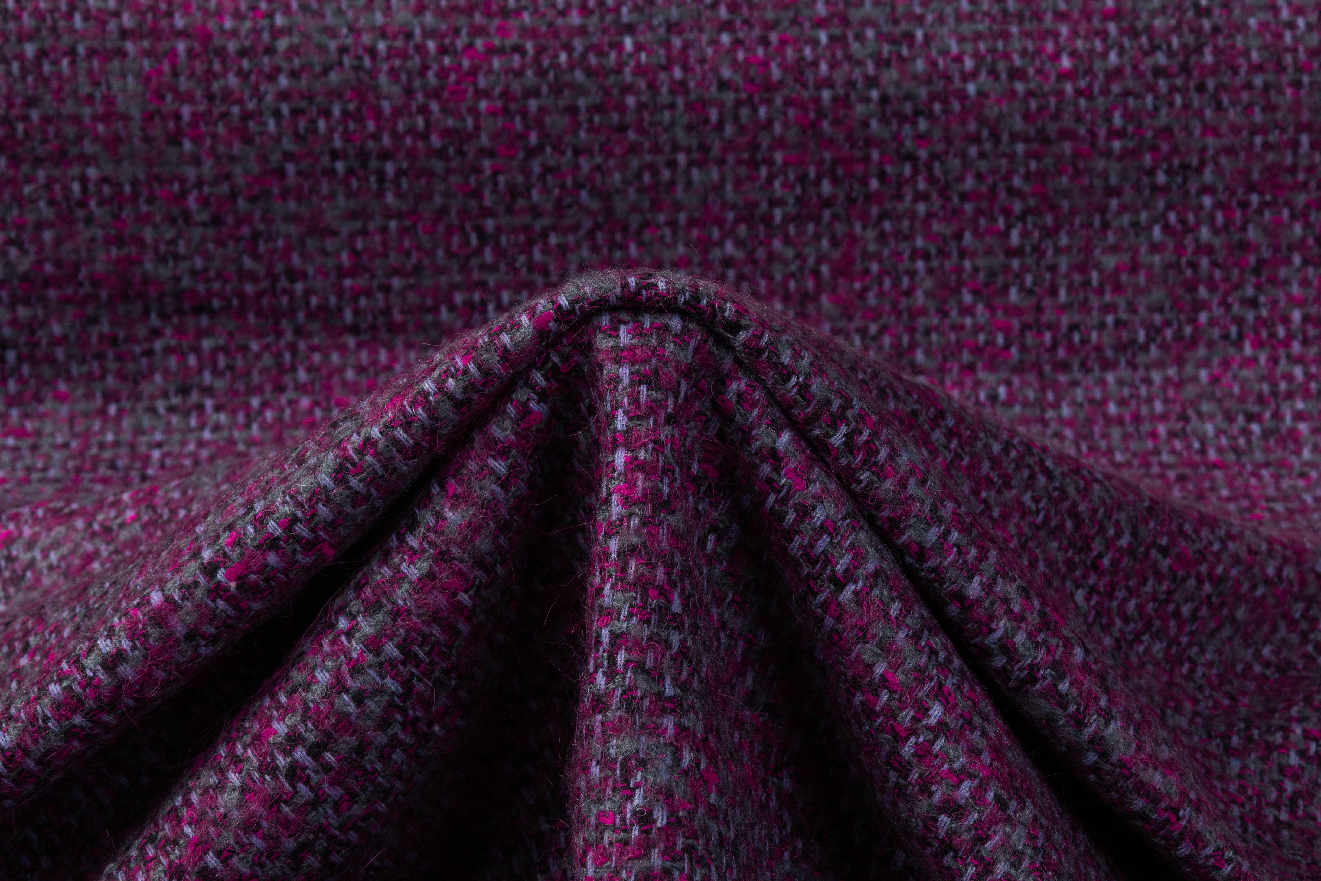 Italian Wool Tweed - Purple / Gray