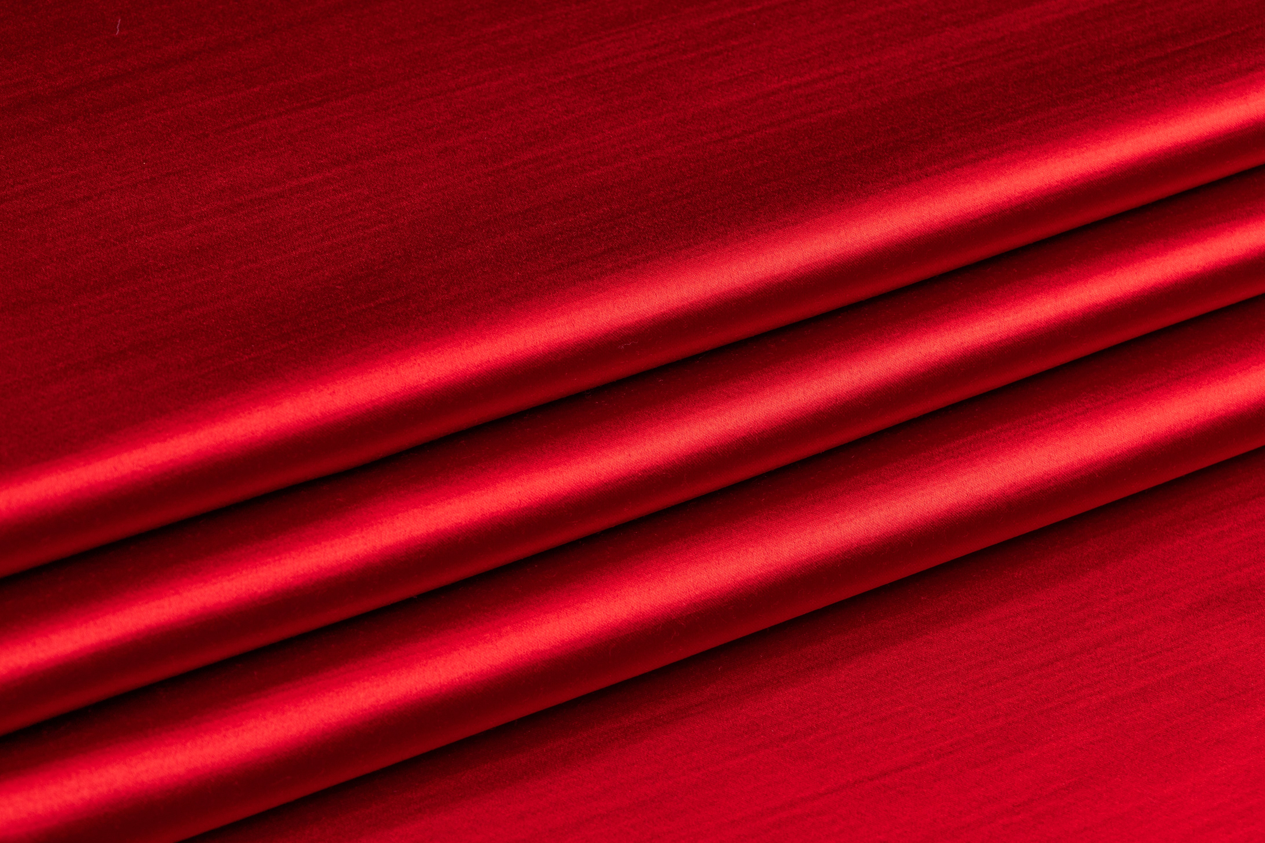 Italian Acetate Wool Satin - Red