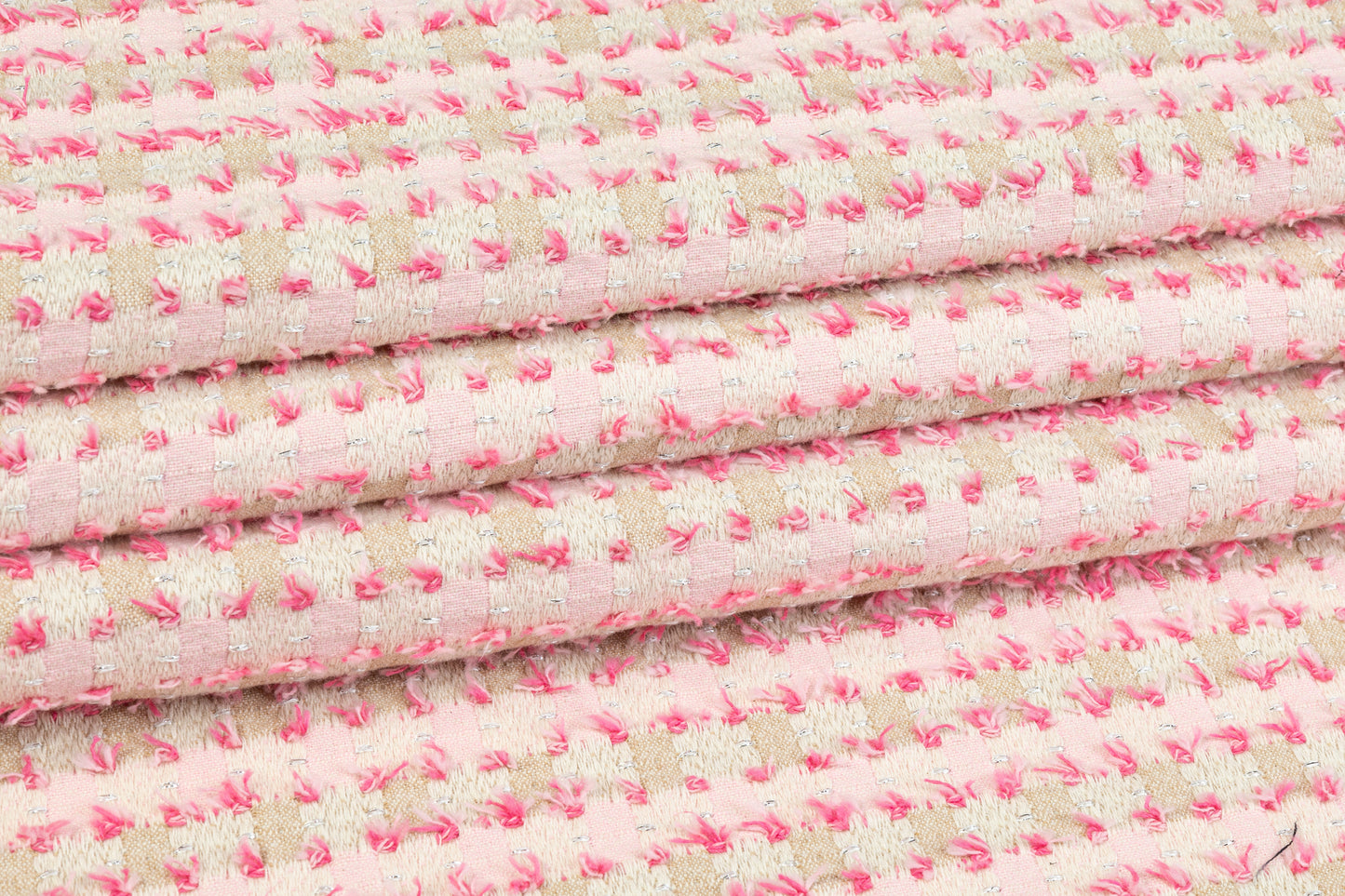 Metallic Cotton Tweed - Pink and Beige