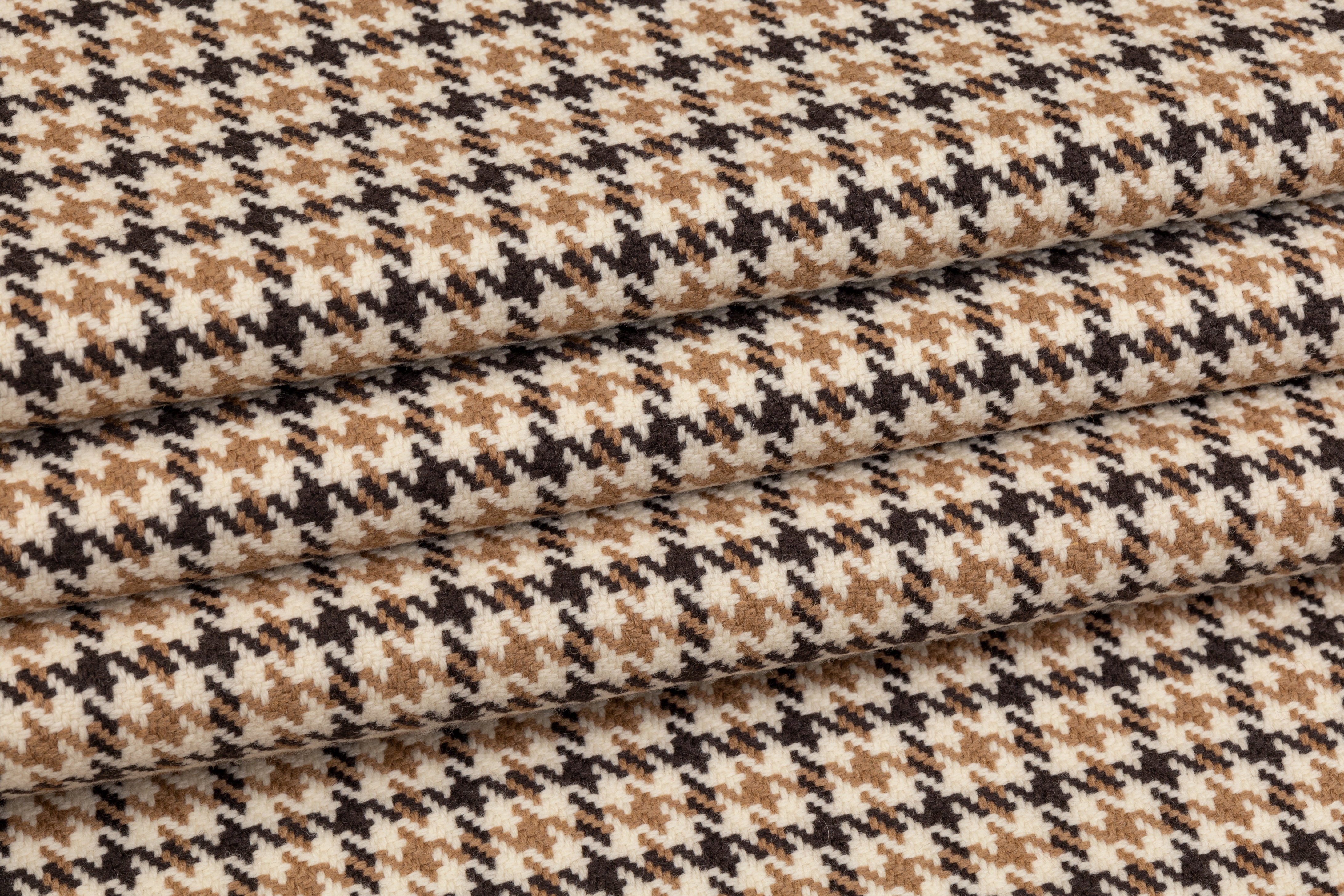 Houndstooth Italian Wool - Black, Brown, Off White