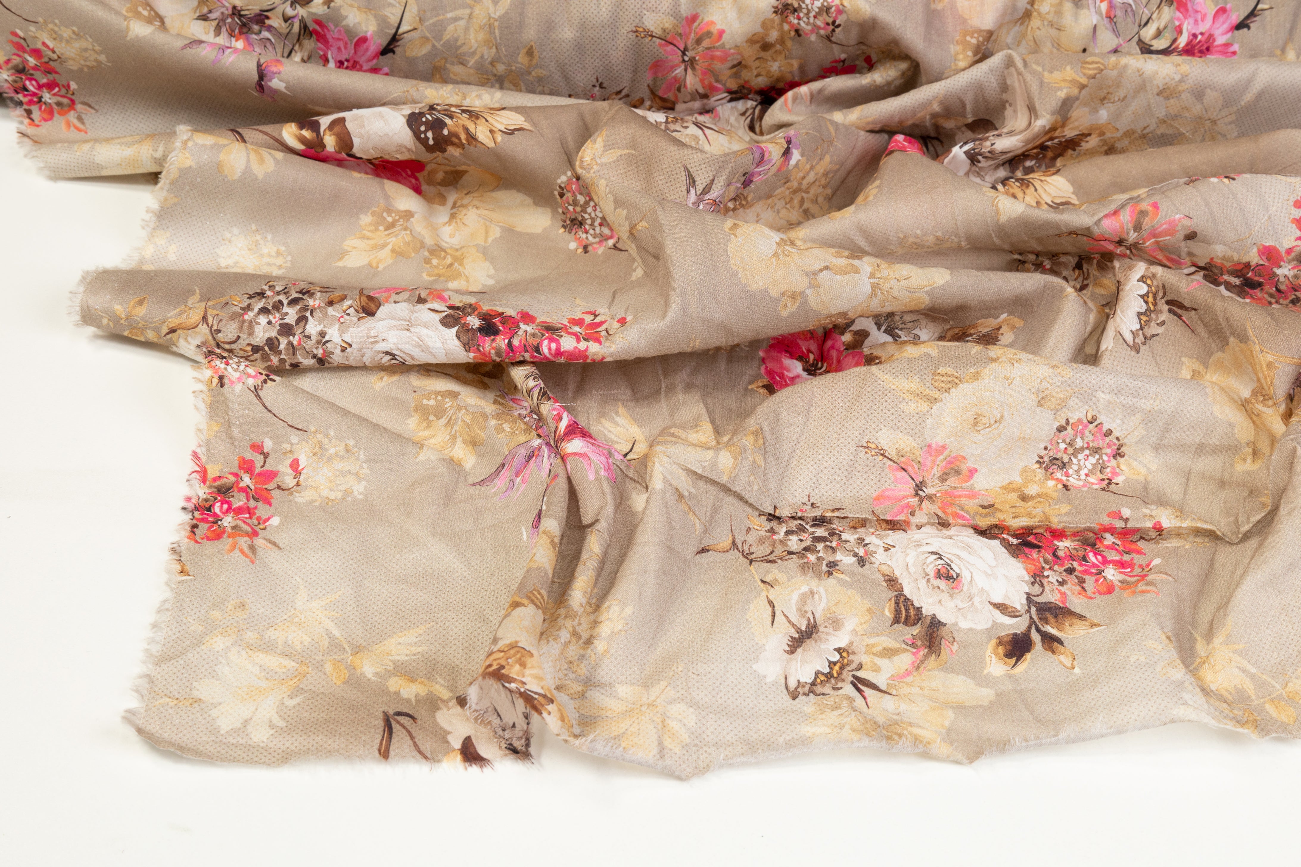 Floral Cotton Voile - Desert Brown