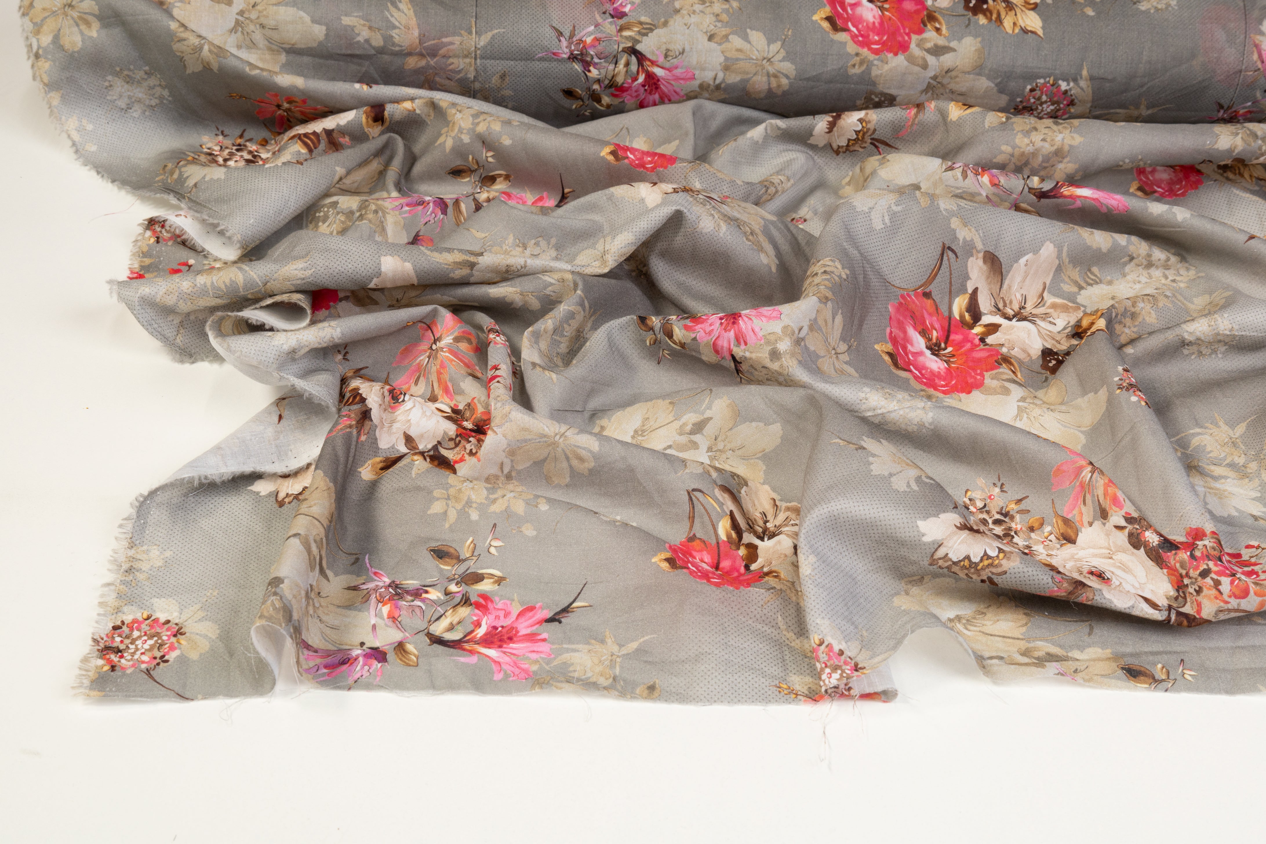 Floral Cotton Voile - Gray Multicolor