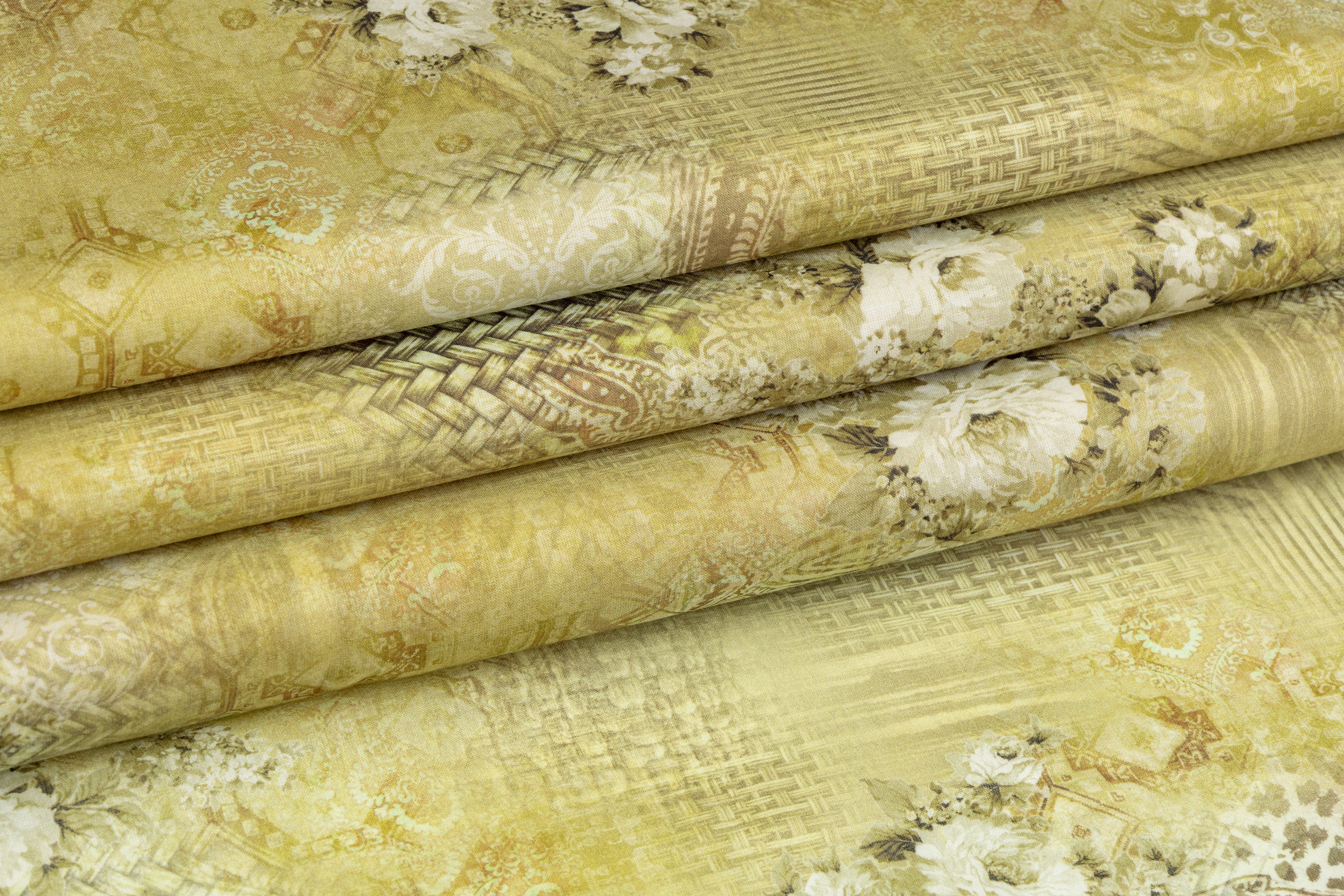 Abstract Floral Cotton Voile - Pear Green