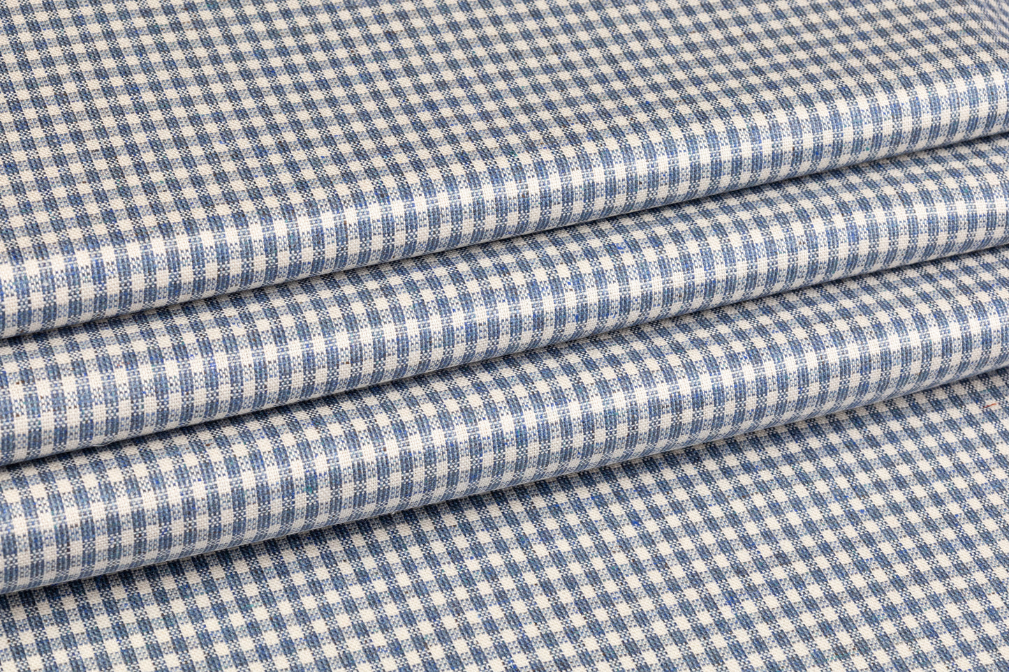 Checked Italian Silk and Wool Suiting - Blue and White