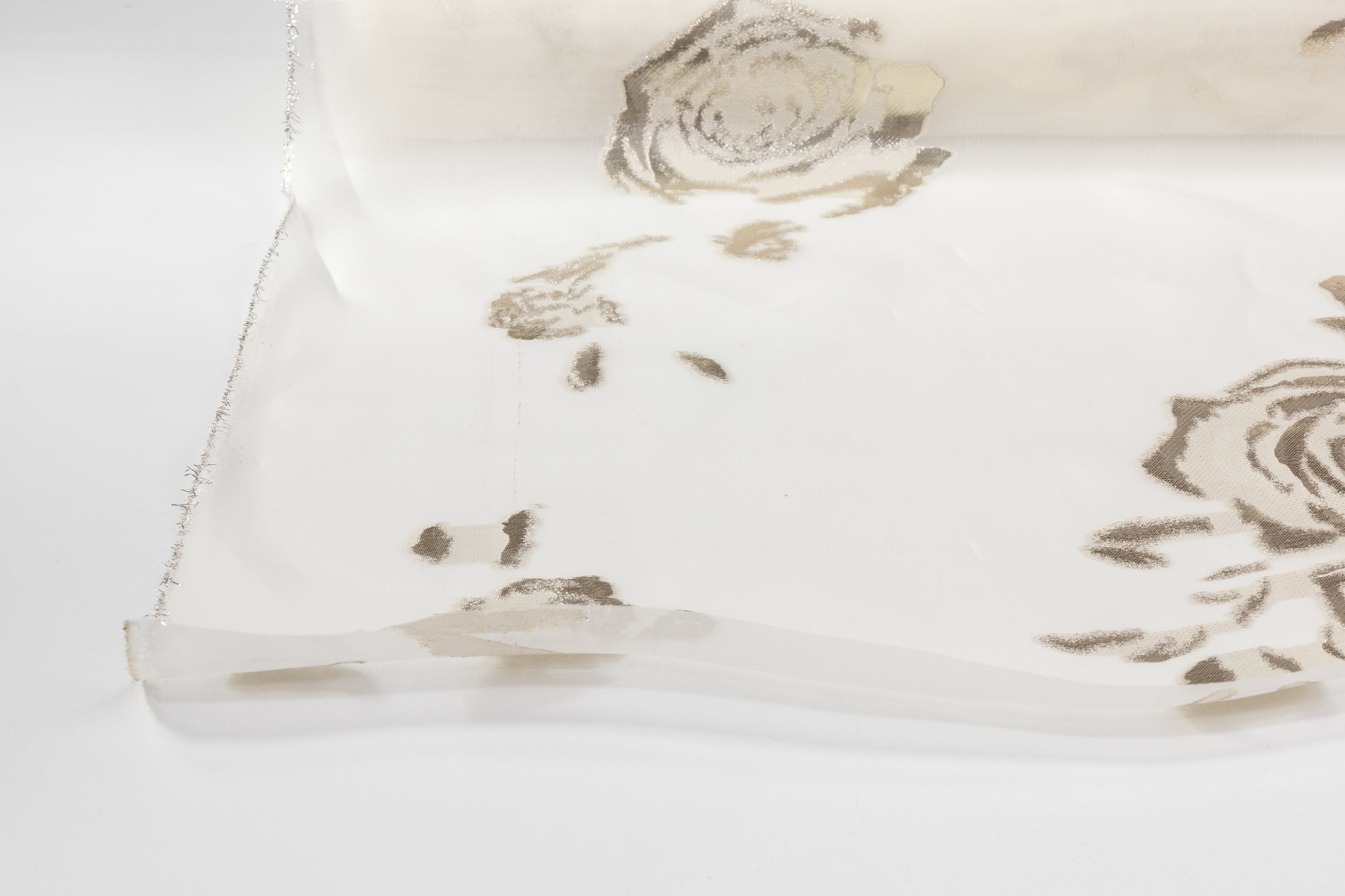 Metallic Italian Silk Organza - Off White / Gold