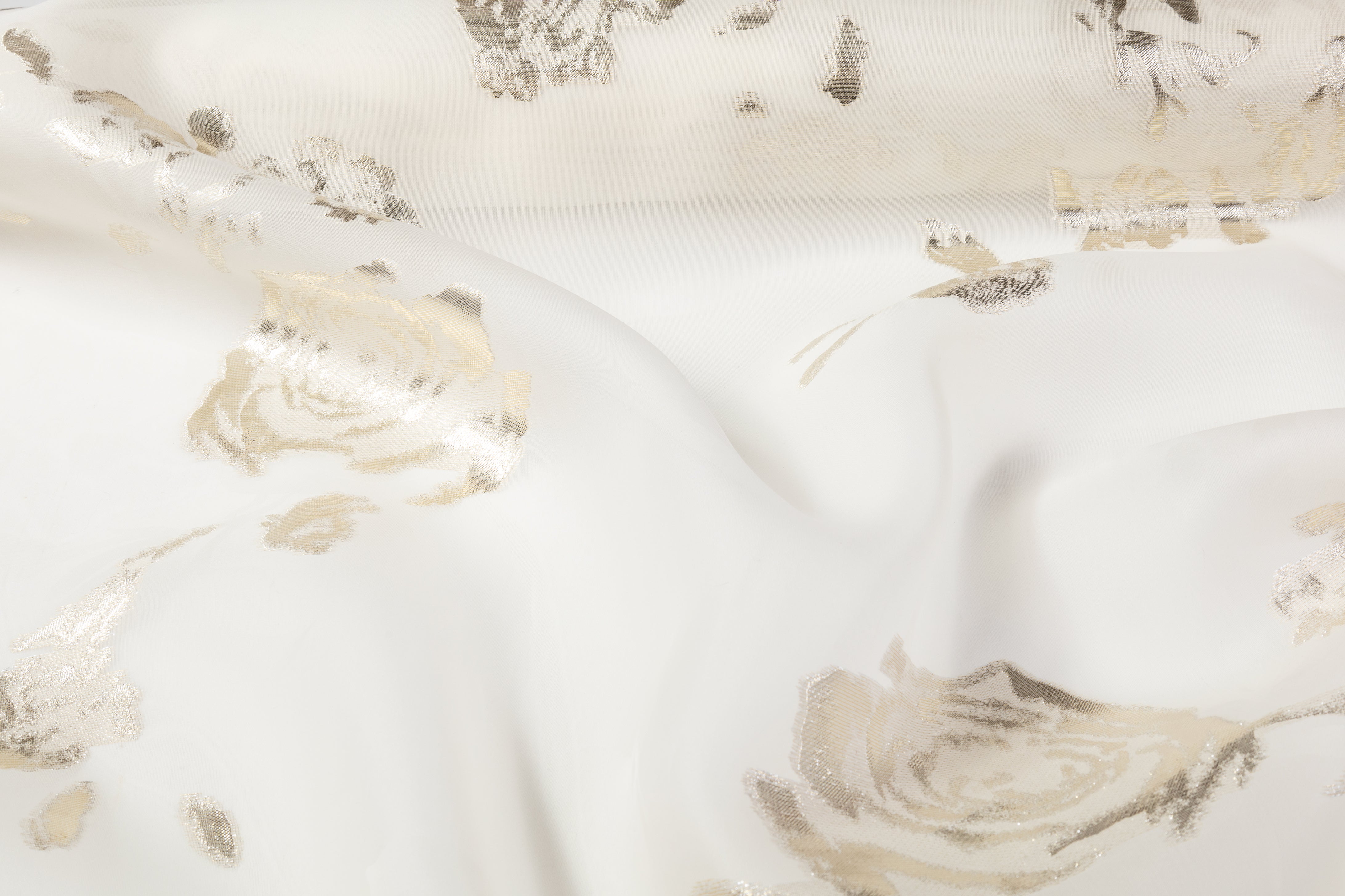 Metallic Italian Silk Organza - Off White / Gold