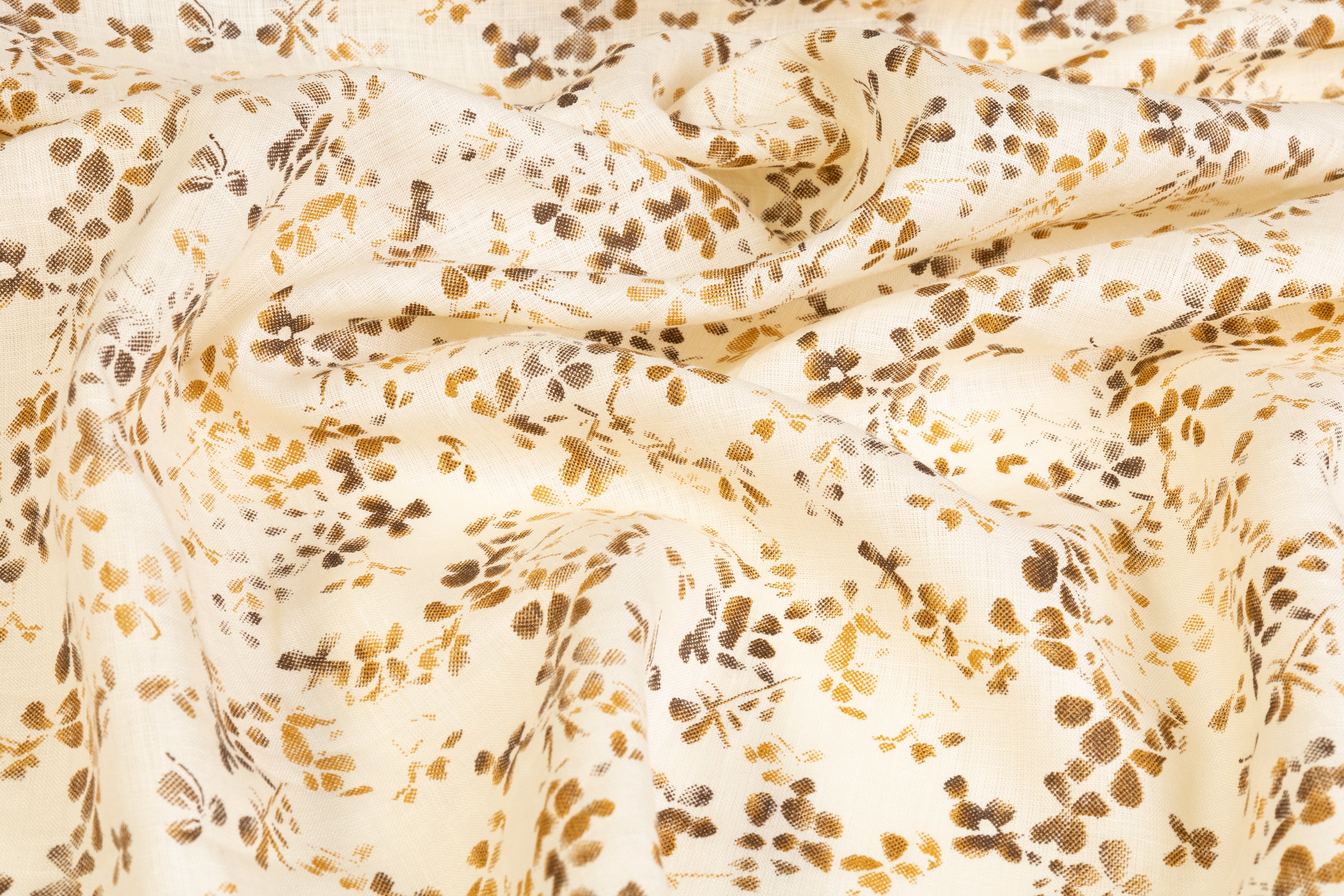 Floral Linen - Beige Khaki