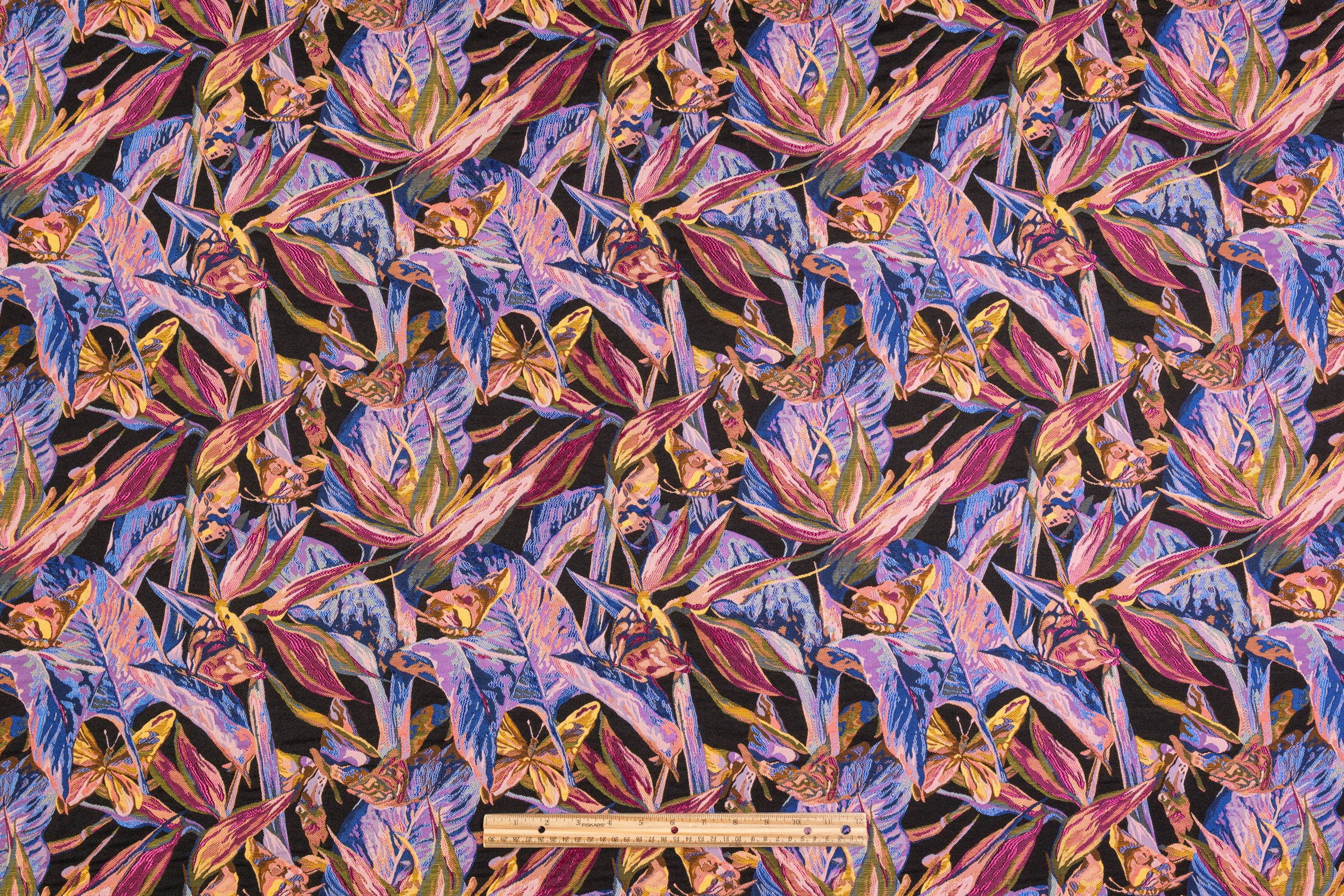 Tropical Italian Brocade - Blue / Fuchsia / Yellow