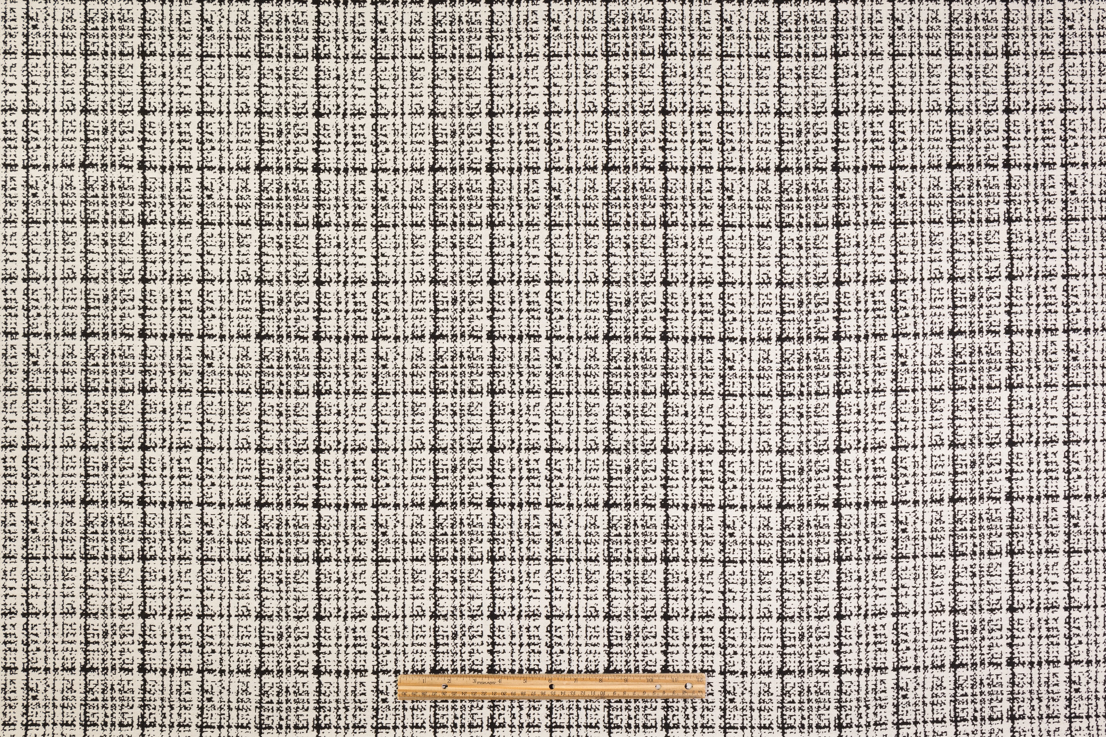 Double Faced Checked Italian Wool Jacquard - Black / Off White