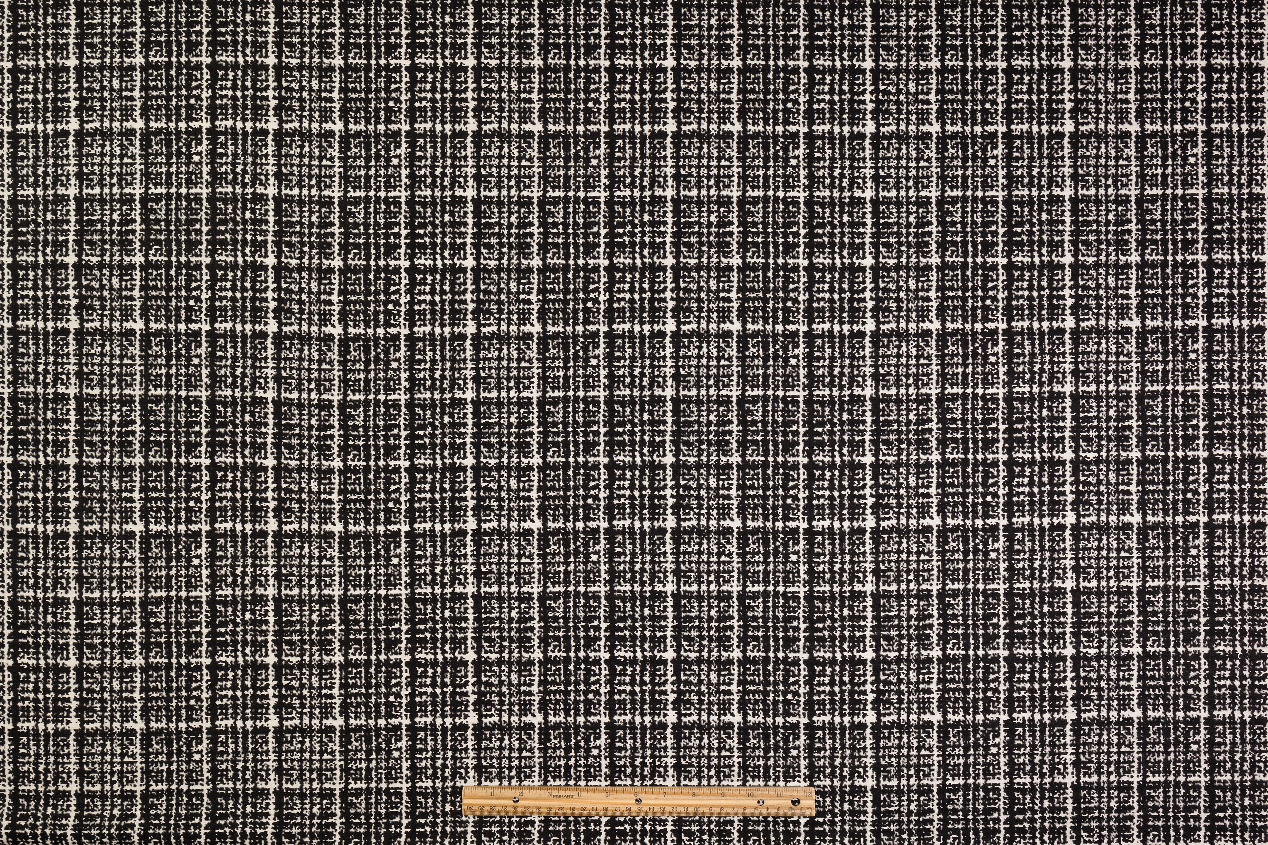 Double Faced Checked Italian Wool Jacquard - Black / Off White