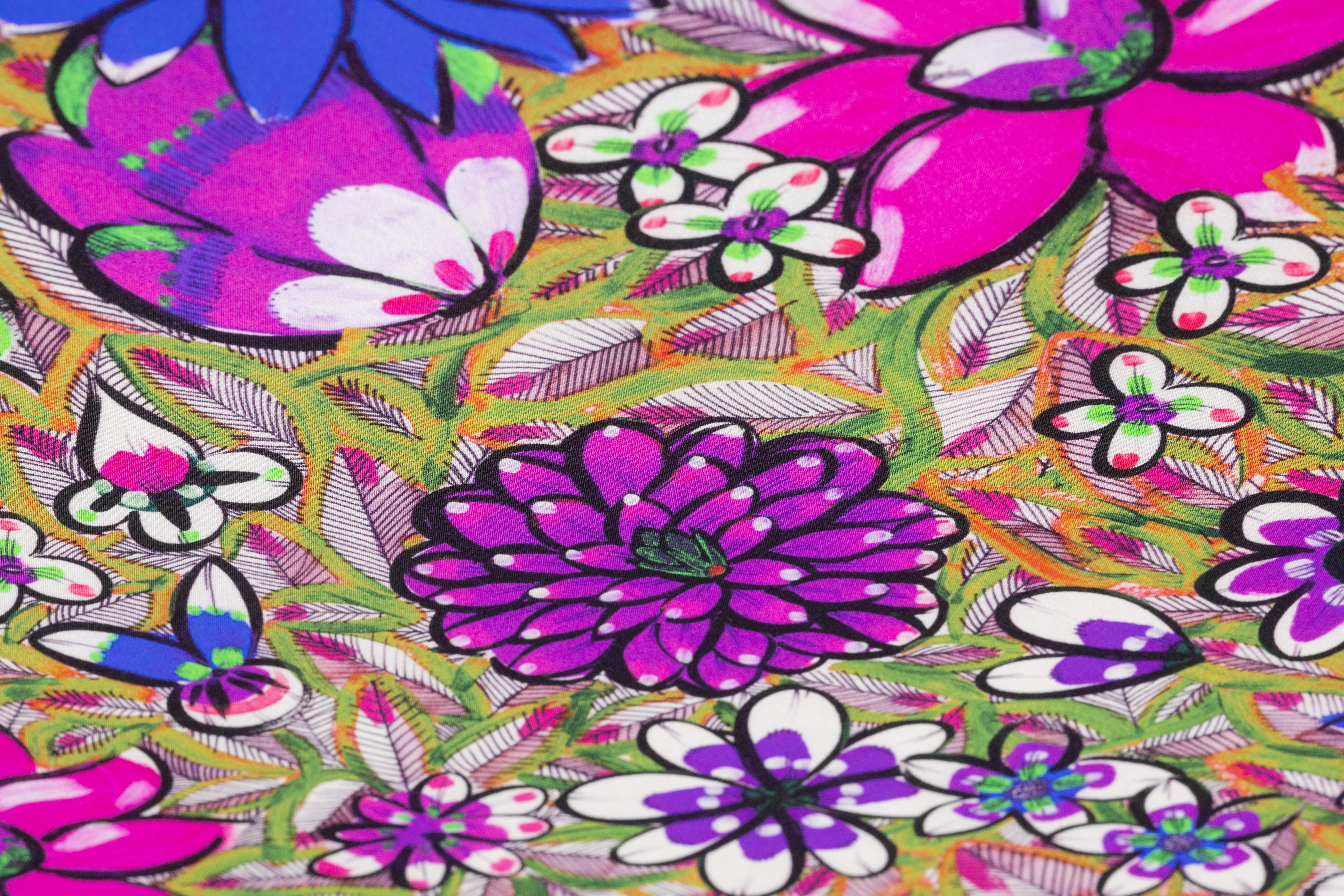 Floral Italian Silk Crepe de Chine - Multicolor
