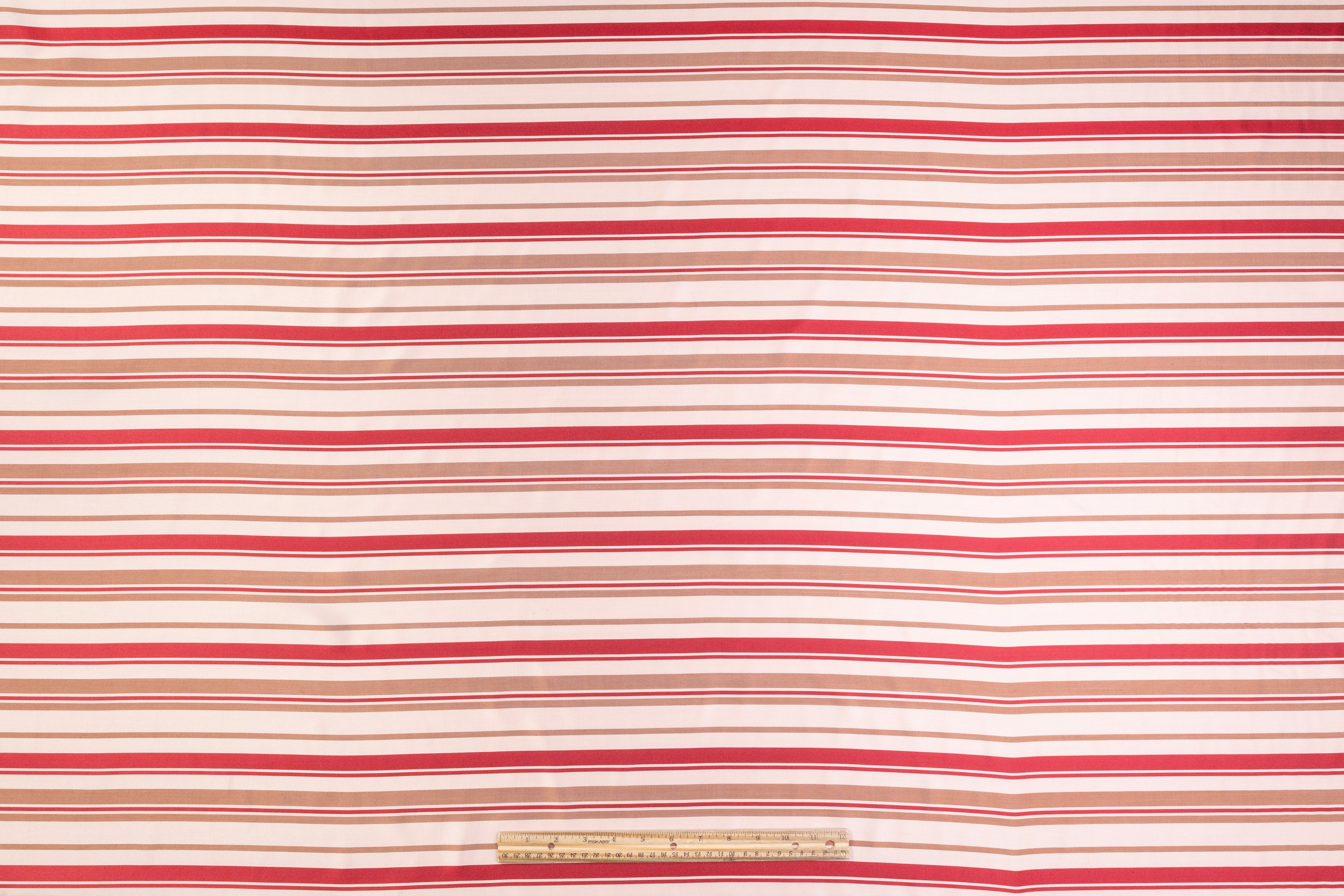 Striped Italian Silk Charmeuse - Red / Copper