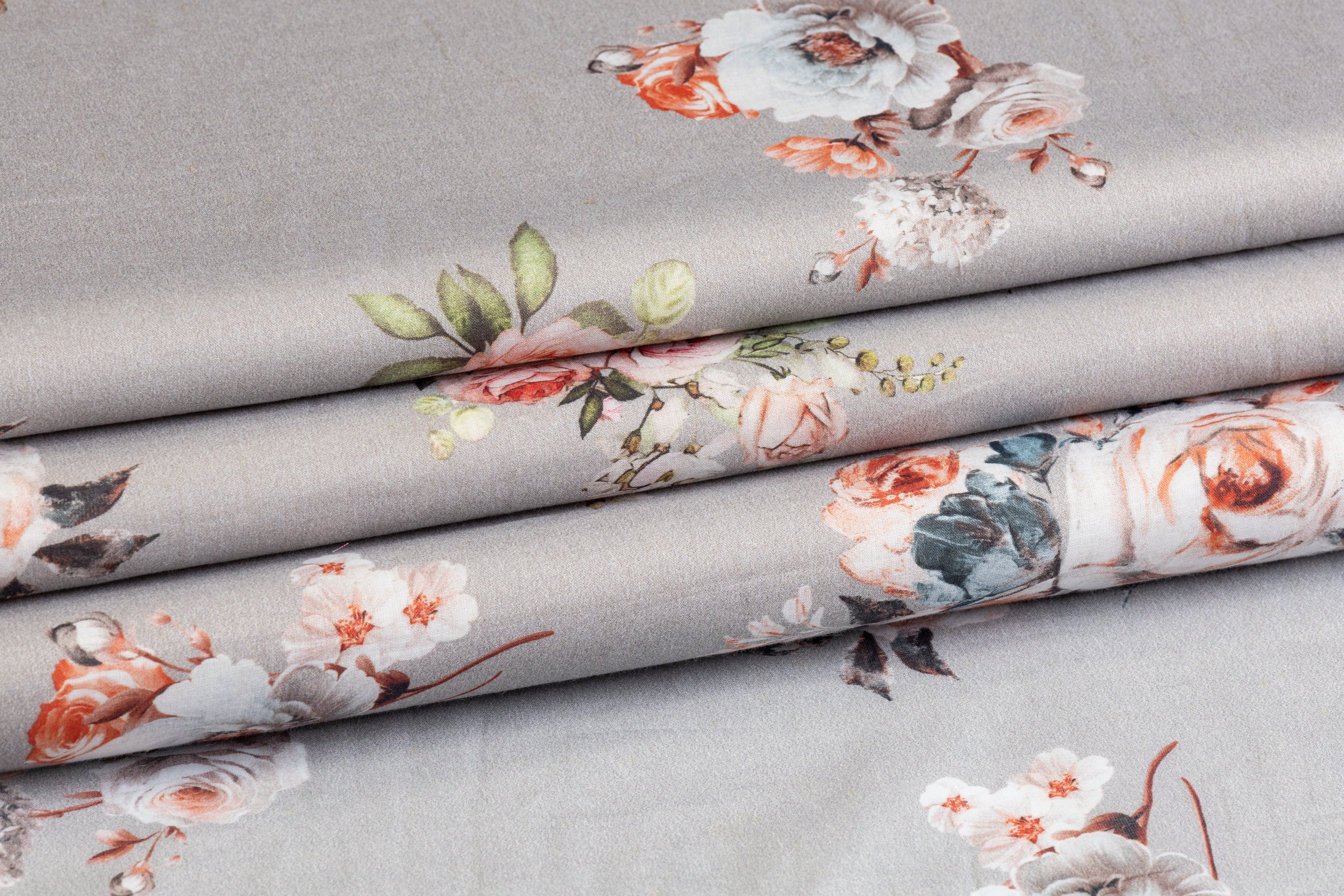 Floral Cotton Voile - Gray