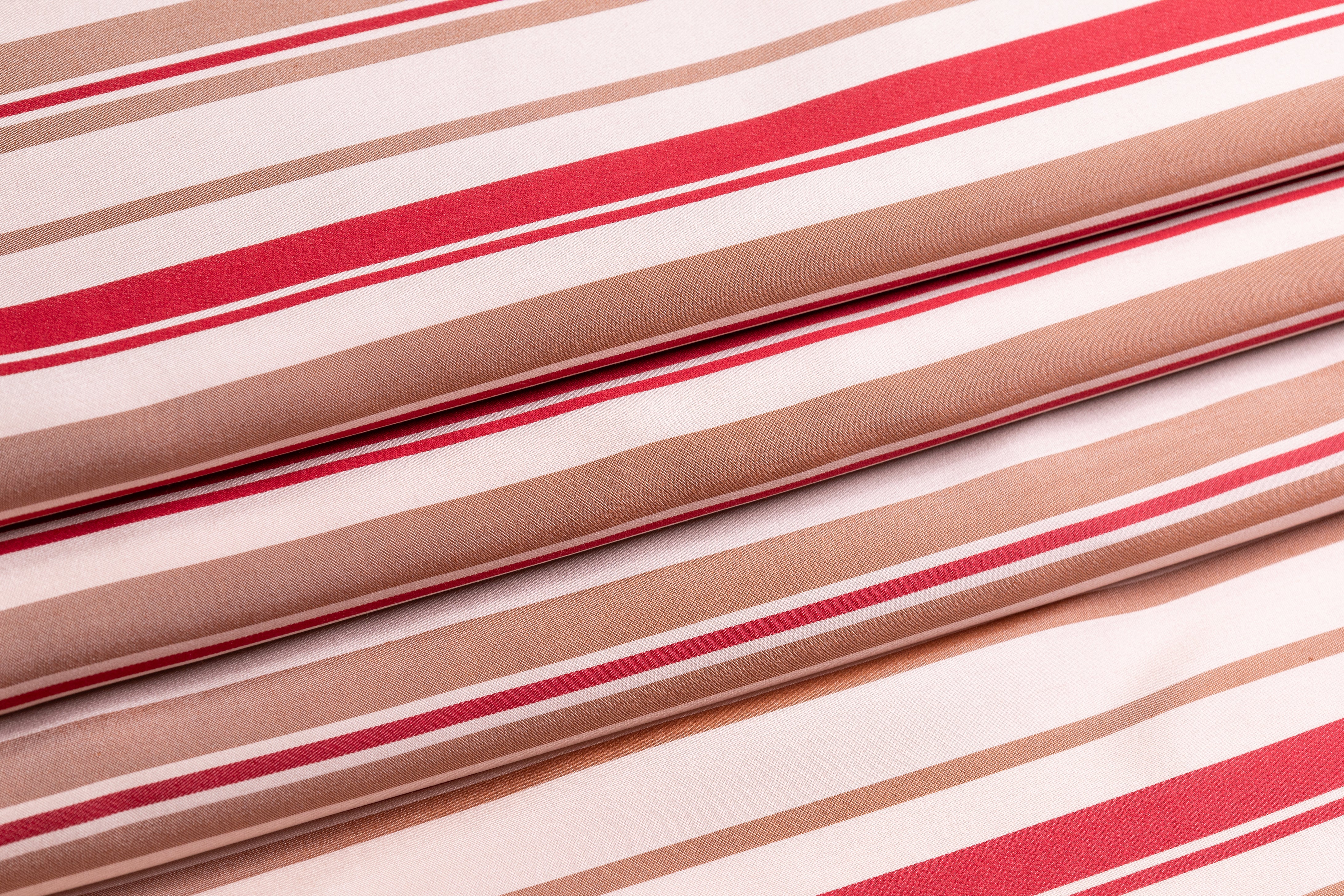 Striped Italian Silk Charmeuse - Red / Copper