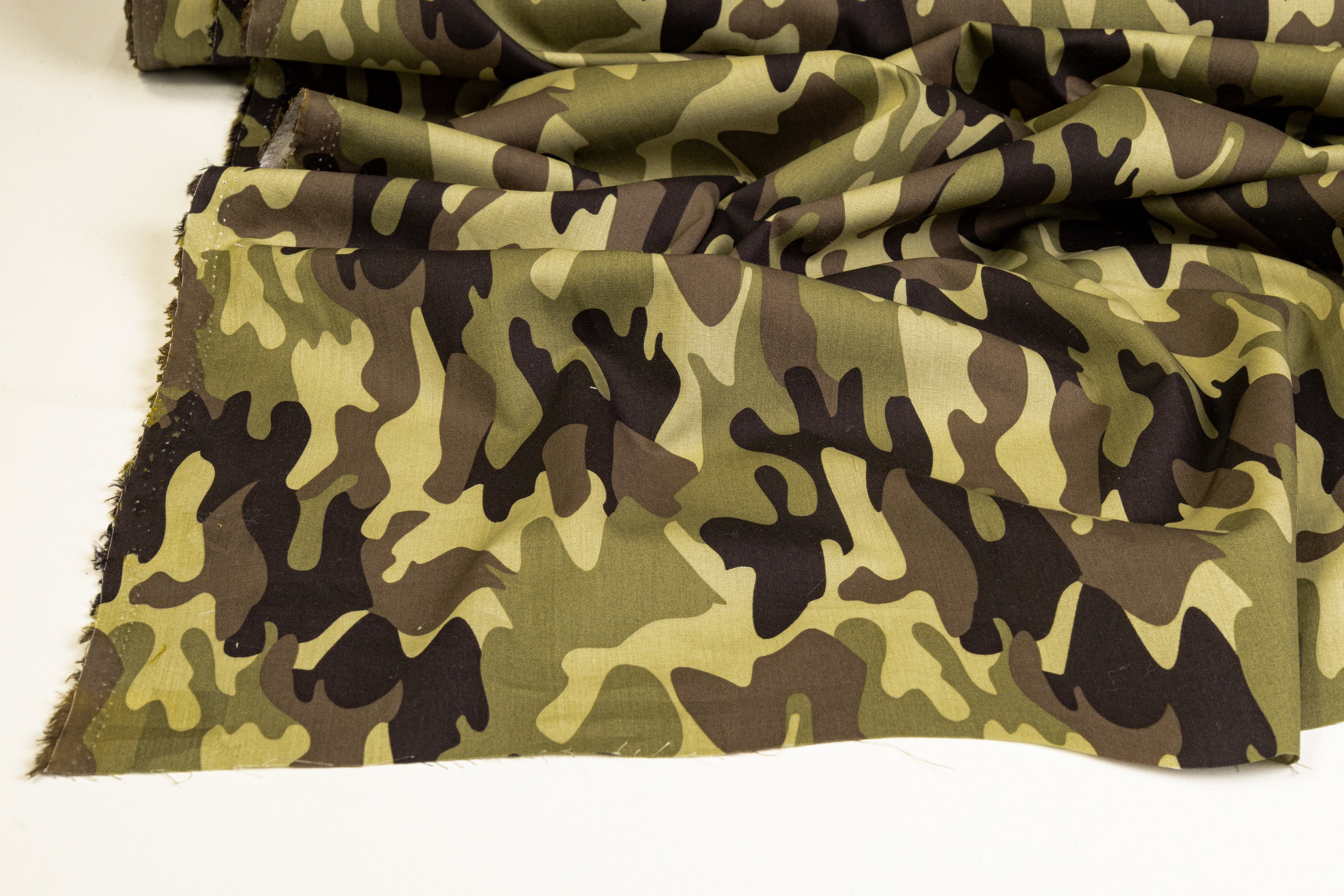Camo Print Cotton - Khaki, Black