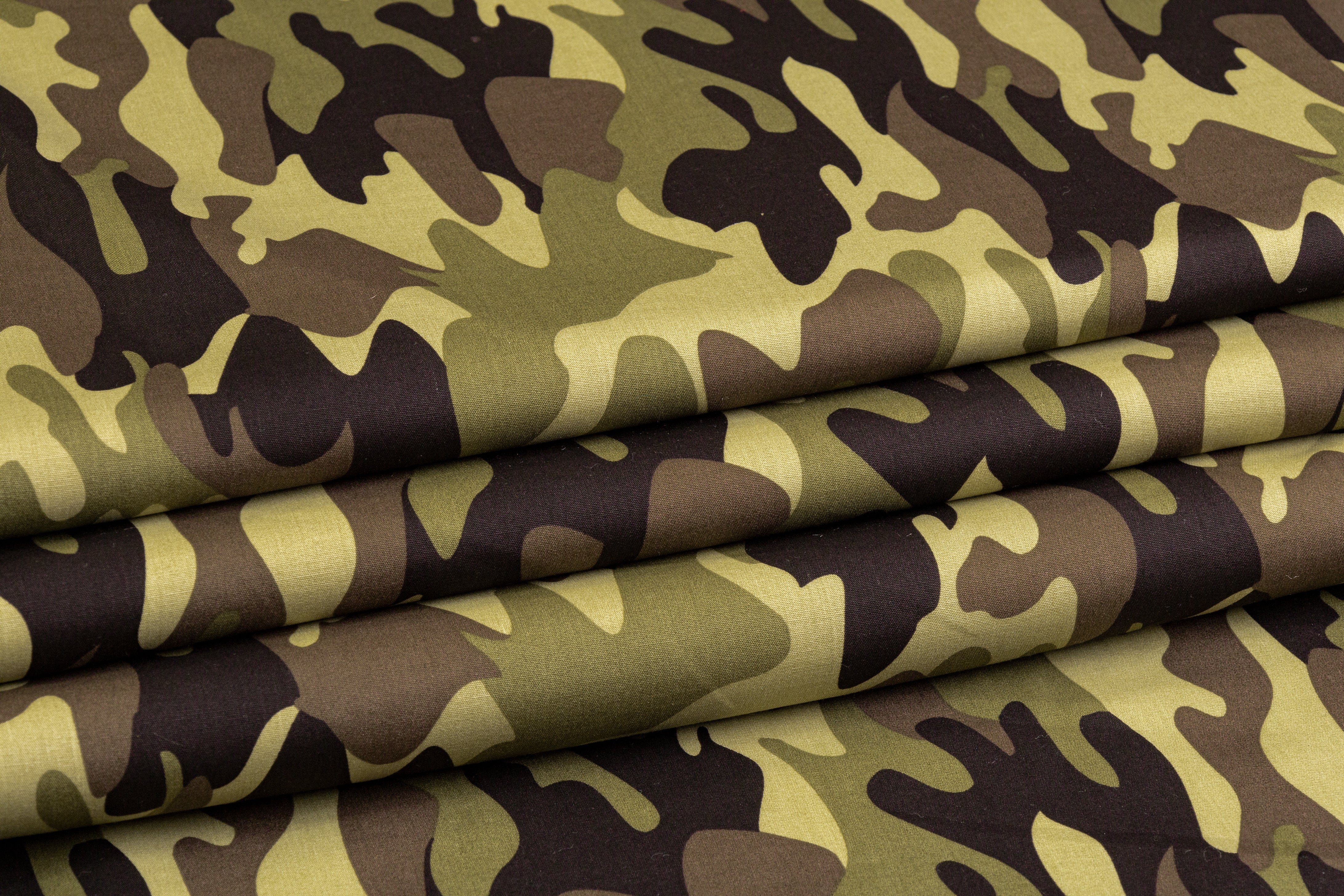 Camo Print Cotton - Khaki, Black