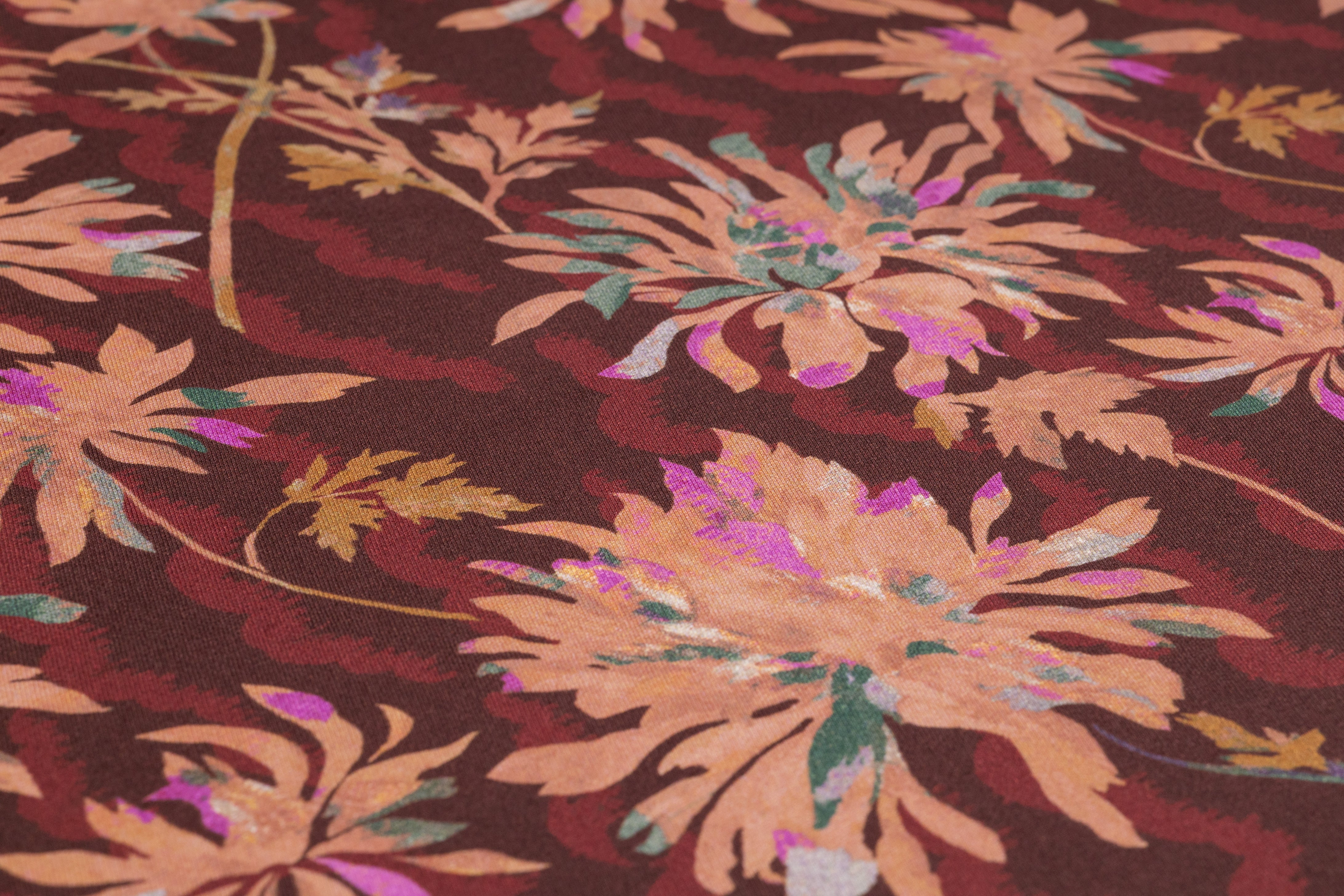 Luigi Verga - Floral Italian Silk Mikado - Brown