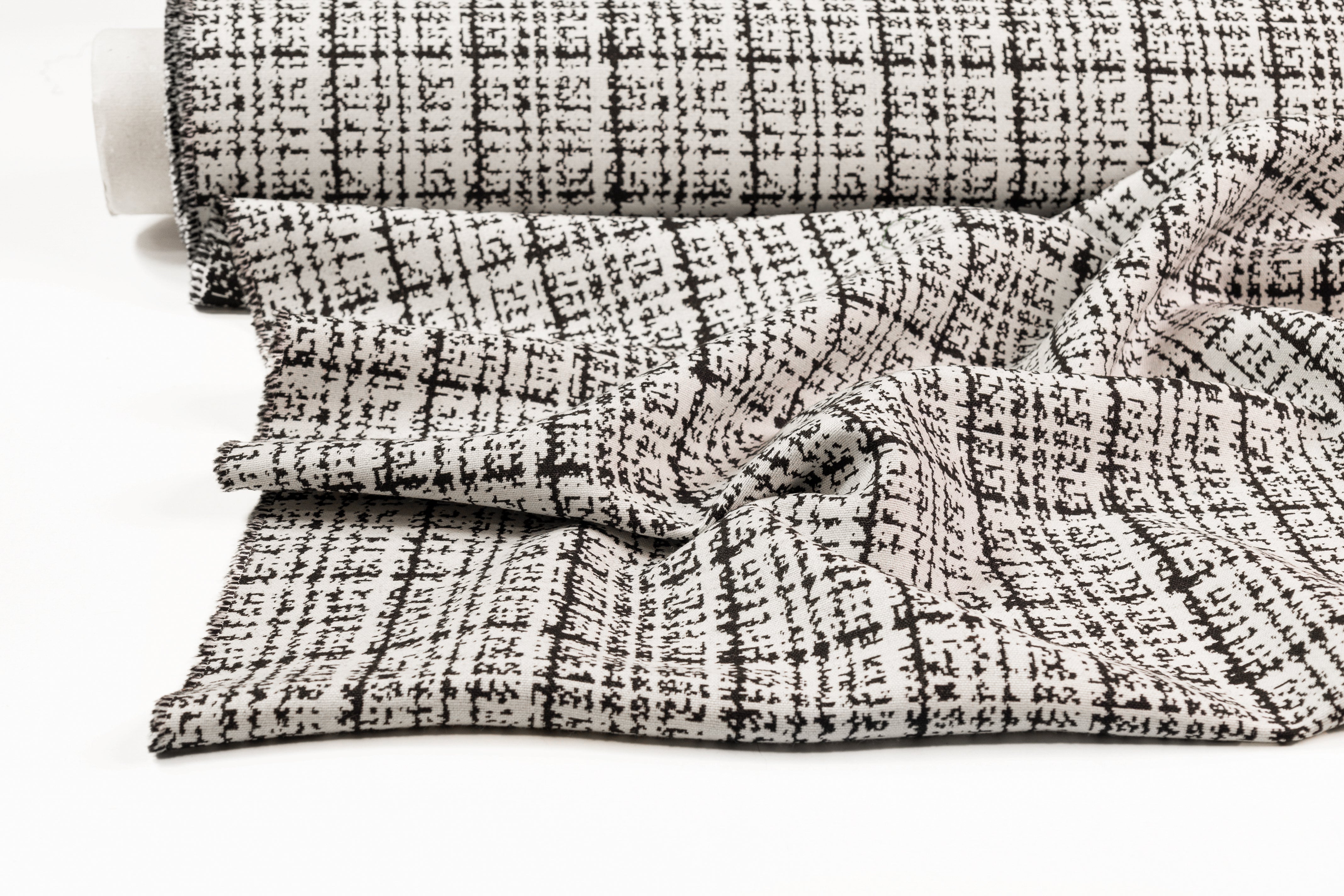 Double Faced Checked Italian Wool Jacquard - Black / Off White