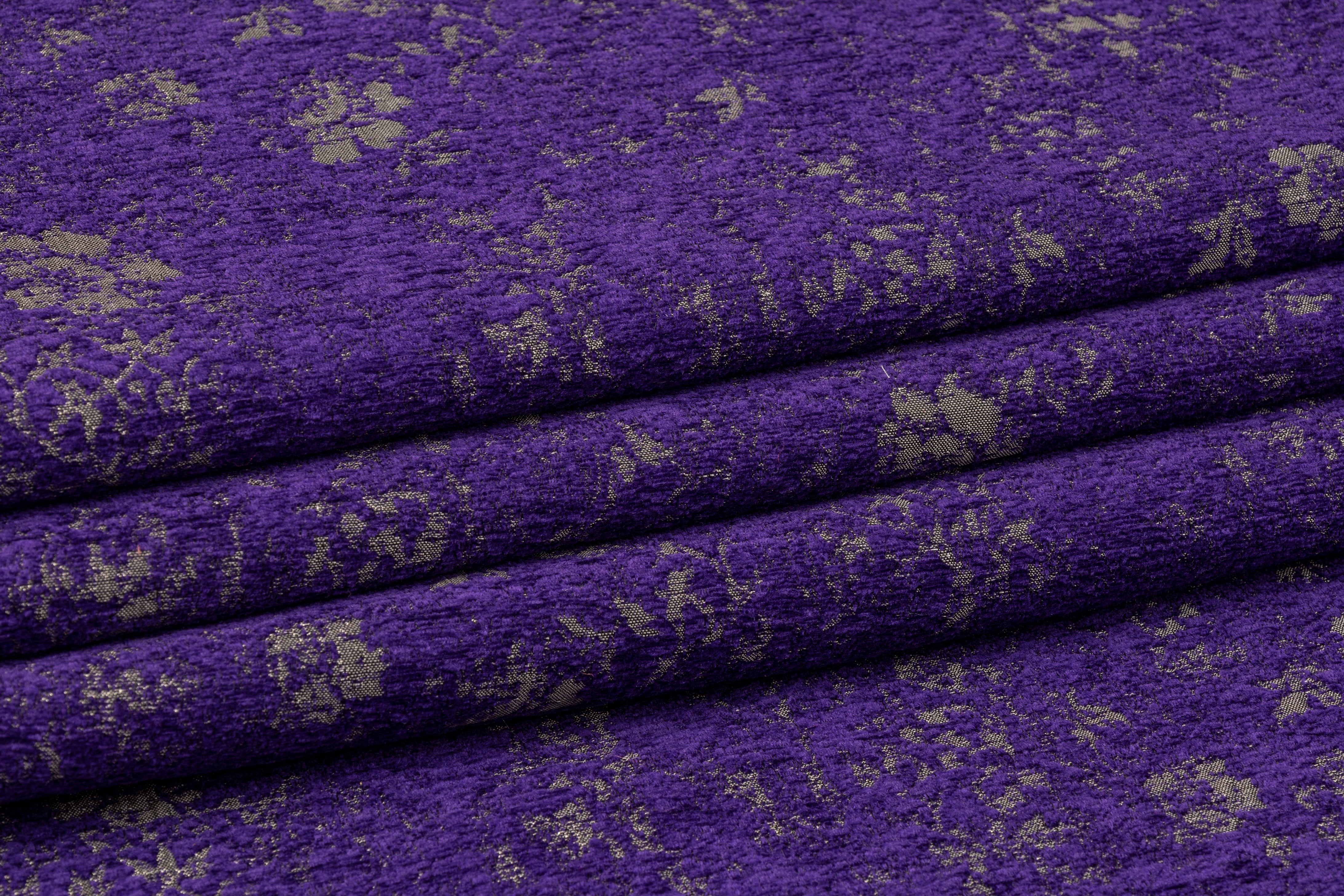 Double Faced Italian Metallic Chenille Brocade - Purple