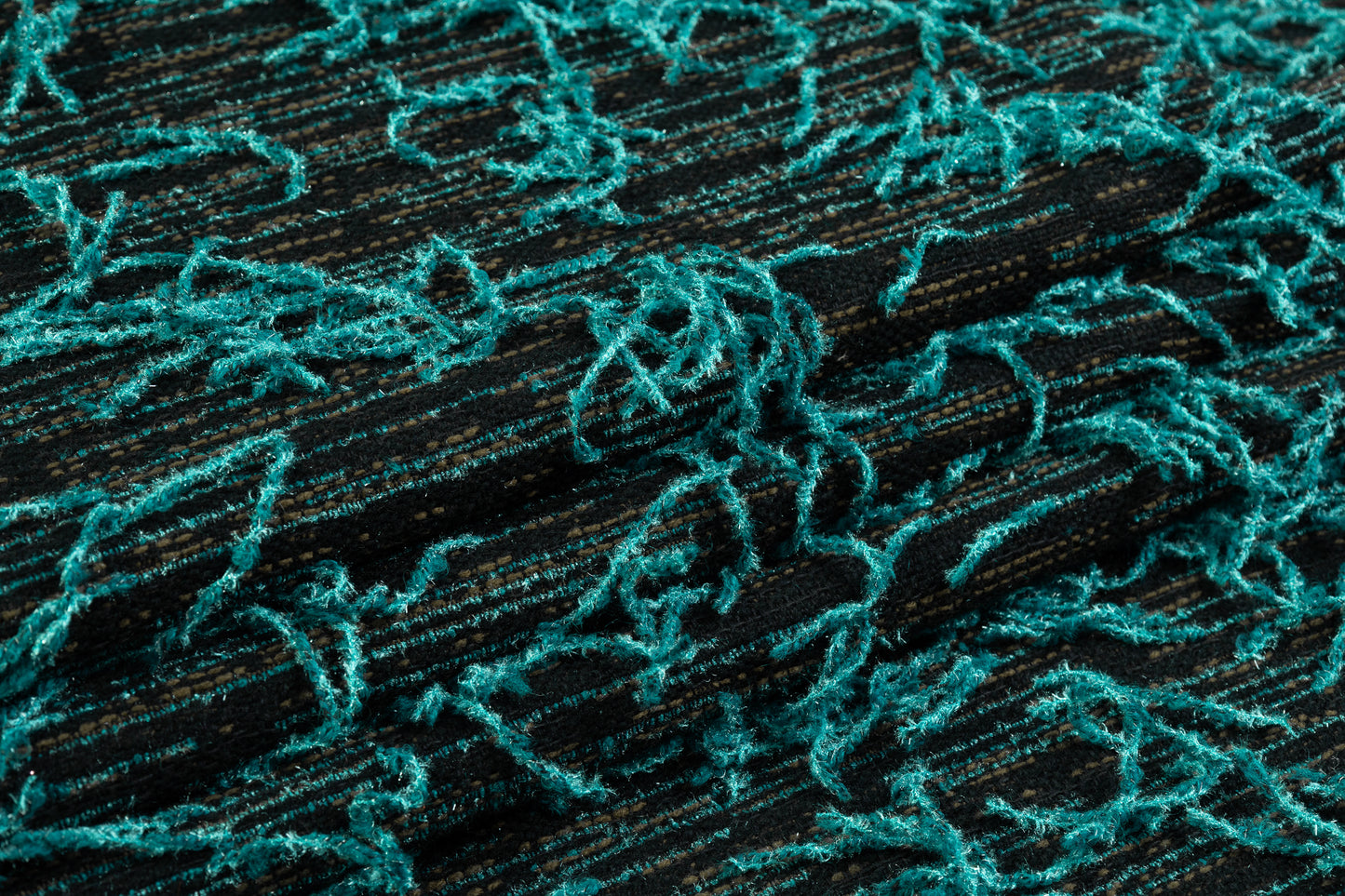 Fringed Italian Tweed Coating - Blue / Green / Black