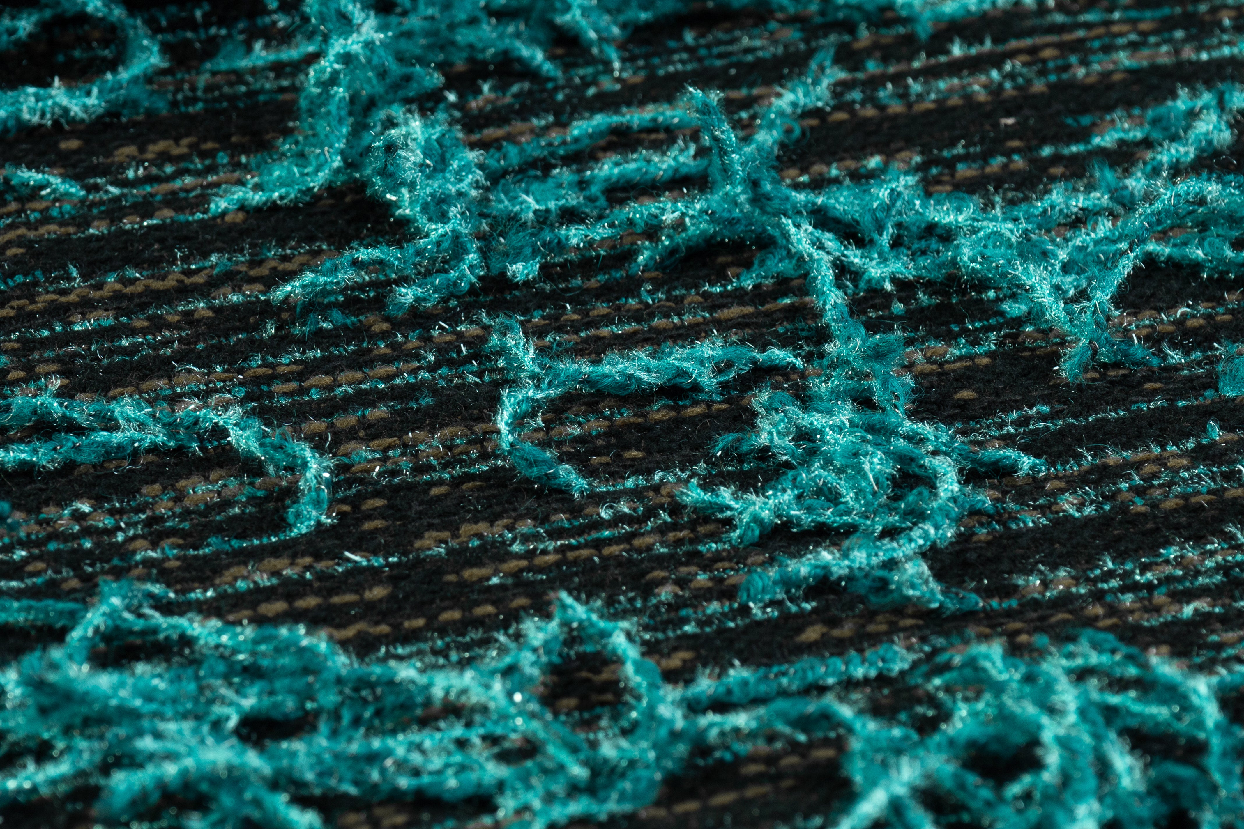 Fringed Italian Tweed Coating - Blue / Green / Black