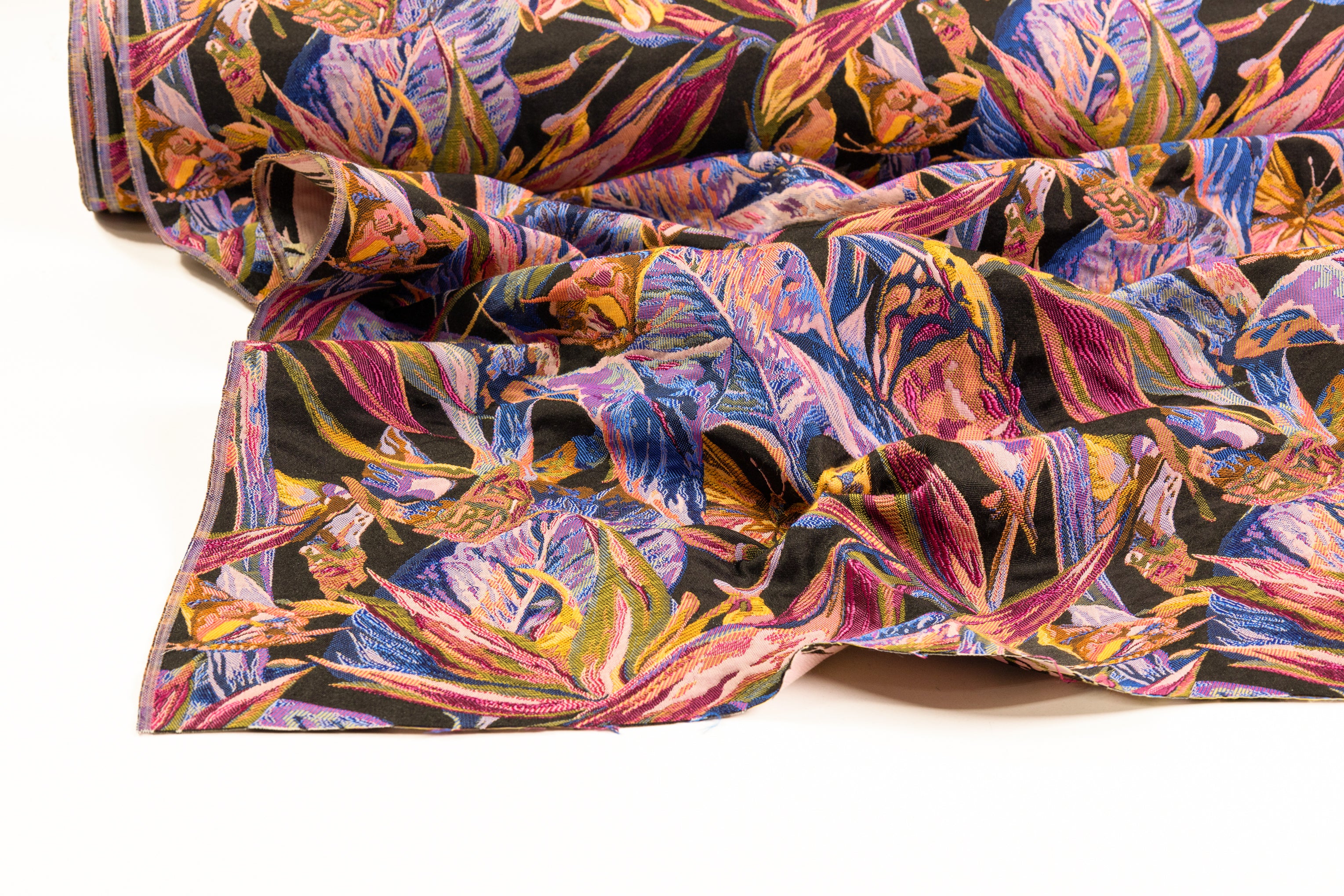 Tropical Italian Brocade - Blue / Fuchsia / Yellow