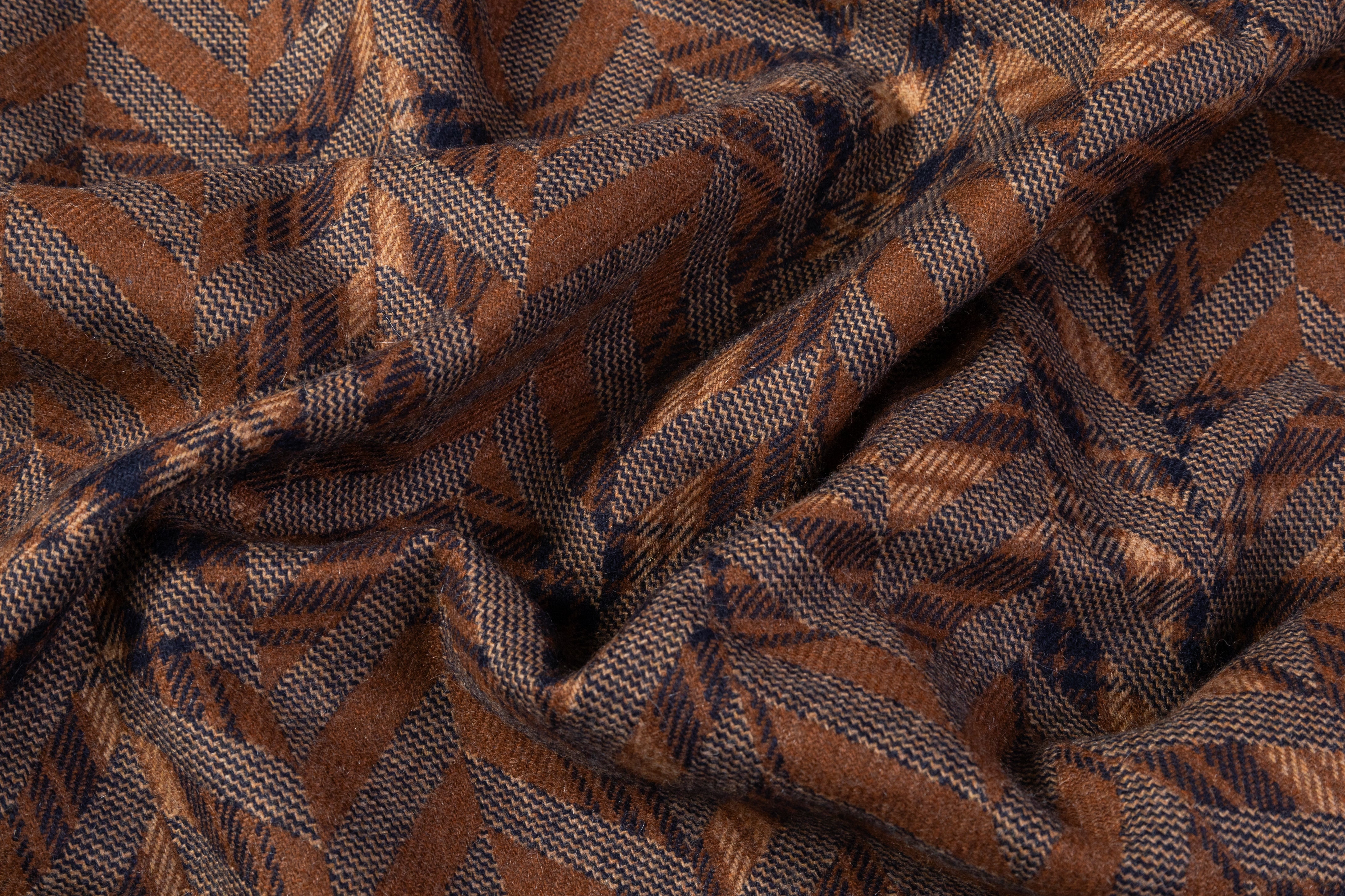 Armani - Italian Wool Coating - Brown / Navy