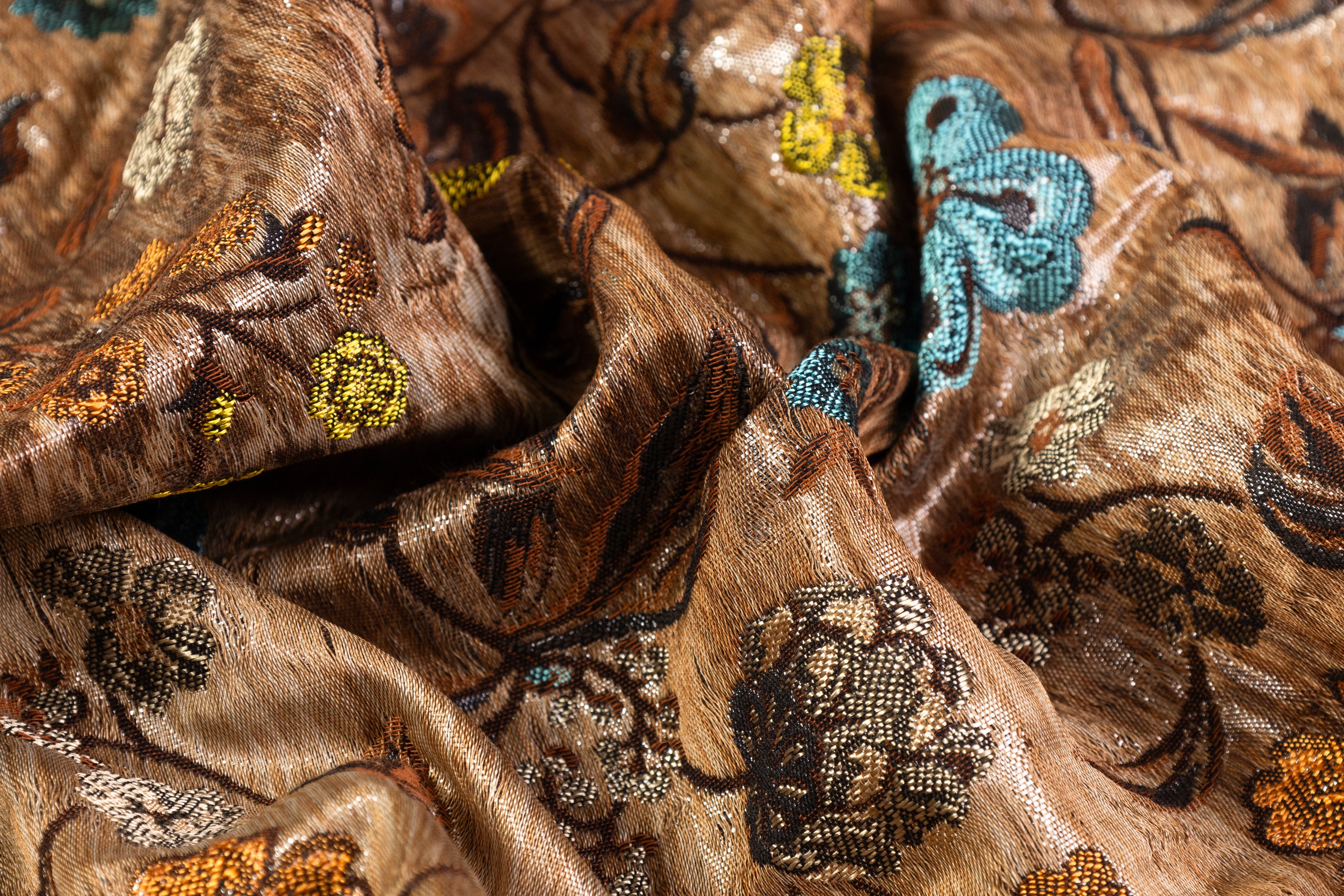 Floral Italian Chiné Brocade - Brown