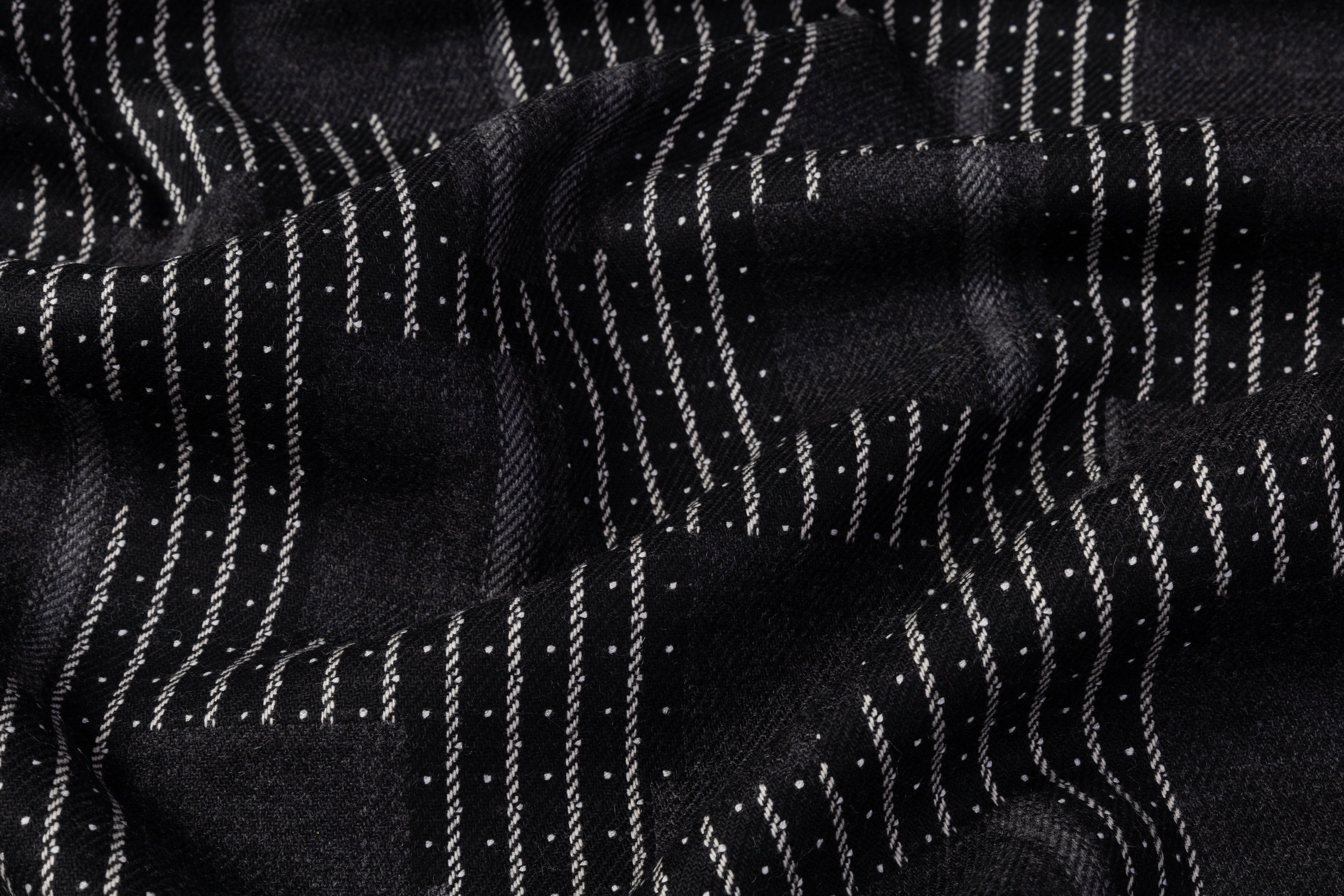 Italian Wool Cashmere Jacquard Coating - Gray / Black
